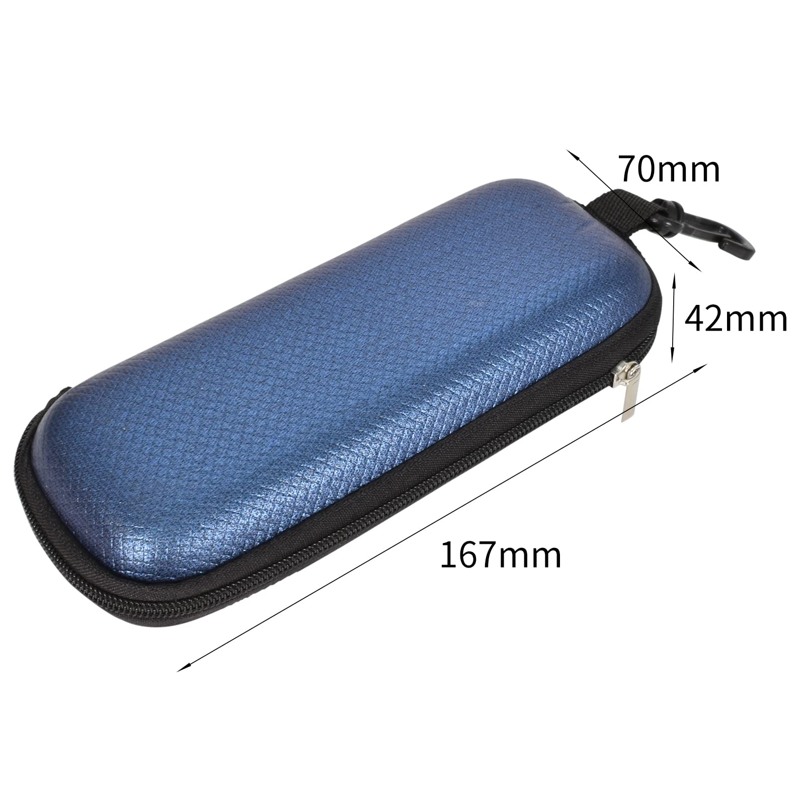 Premium Leather Eyeglass Case with Zipper - Soft, Portable & Durable Blue Glasses Holder for Travel, Work & Everyday Use