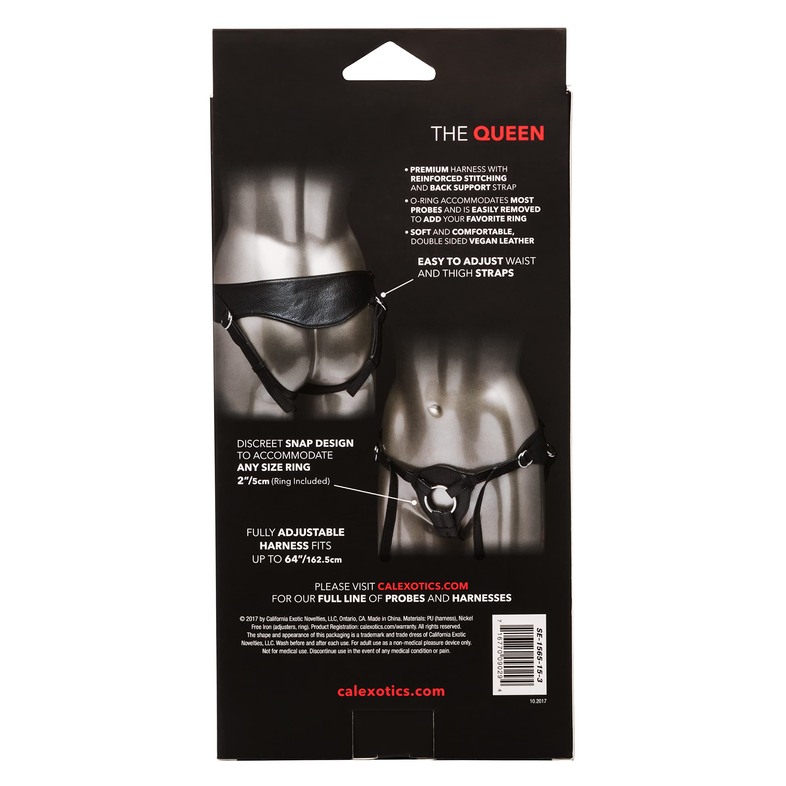 Premium Adjustable BDSM Strap-On Harness for Women & Couples - Her Royal Harness The Queen by CalExotics - Black Thong Style Probe - Perfect for Role Play, Bondage & Spicing Up Your Sex Life