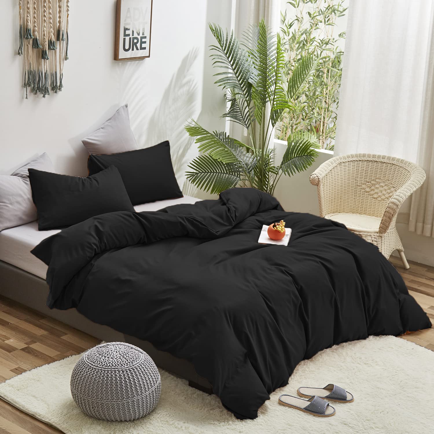 Luxlovery Black King Size Comforter Set - Ultra Soft, Breathable & Lightweight Quilted Blanket for Men & Women | Durable Bedding Set for All Seasons | Perfect for Home, Bedroom, Hotel & Guest Room