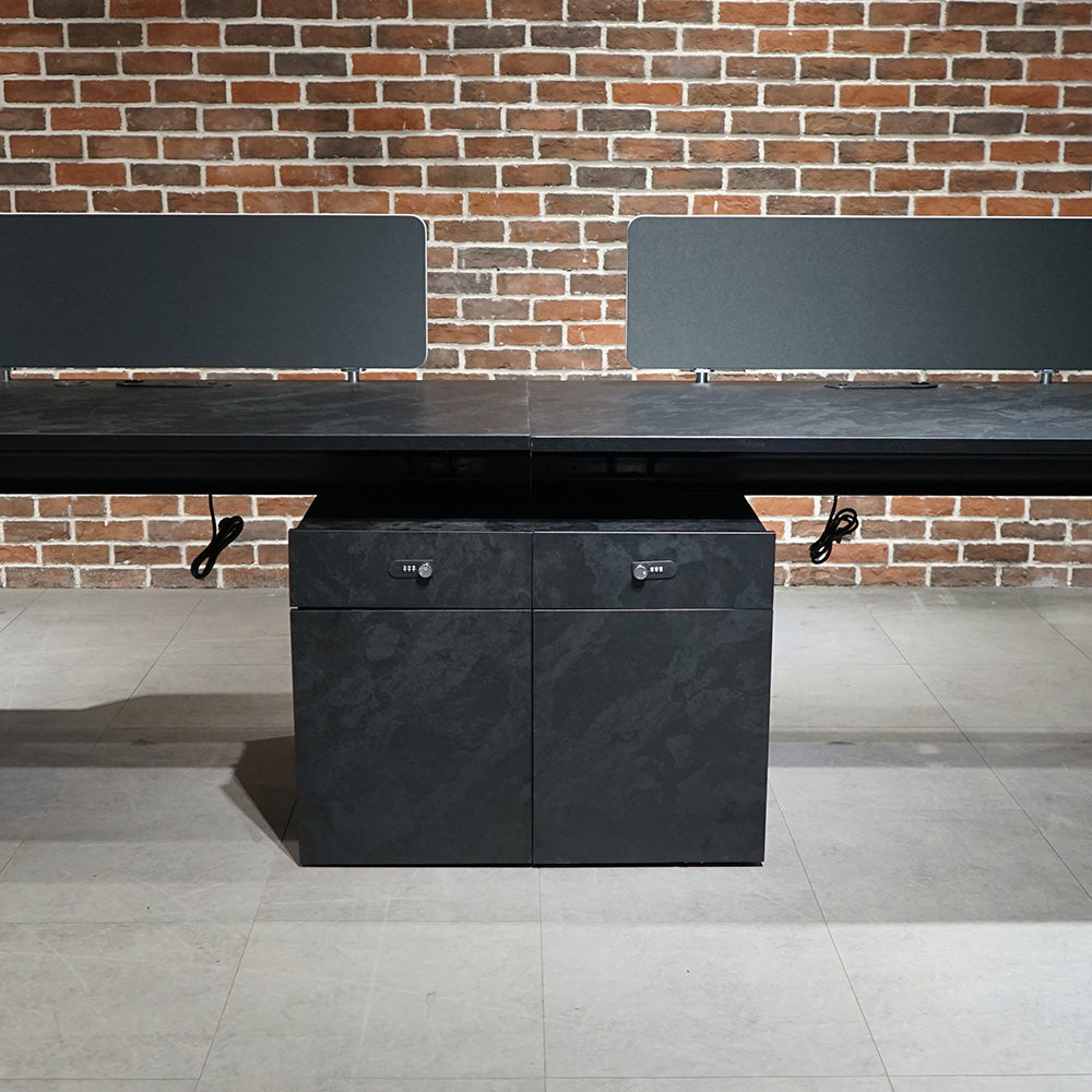 DOLAN 2-Seater Workstation Desk 2.8m Black Concrete - Modern Office Furniture for Home & Workspace, Perfect for Shared Desks in Small Offices or Study Rooms