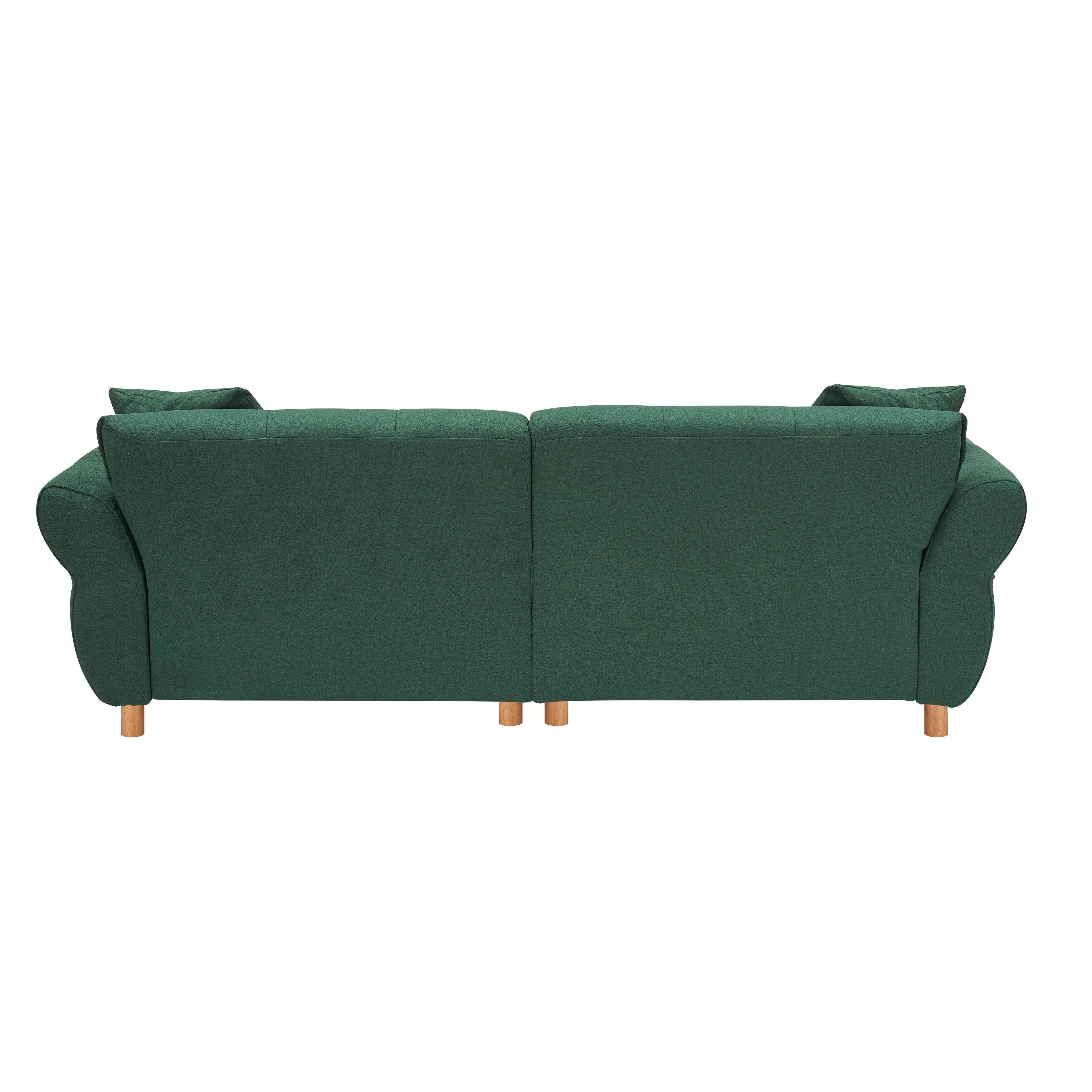 Mid Century Modern Sofa with Soft Teddy Fabric - Plush 3-Seater Couch with Decorative Pillows - Comfortable Living Room Furniture for Home & Office Lounge