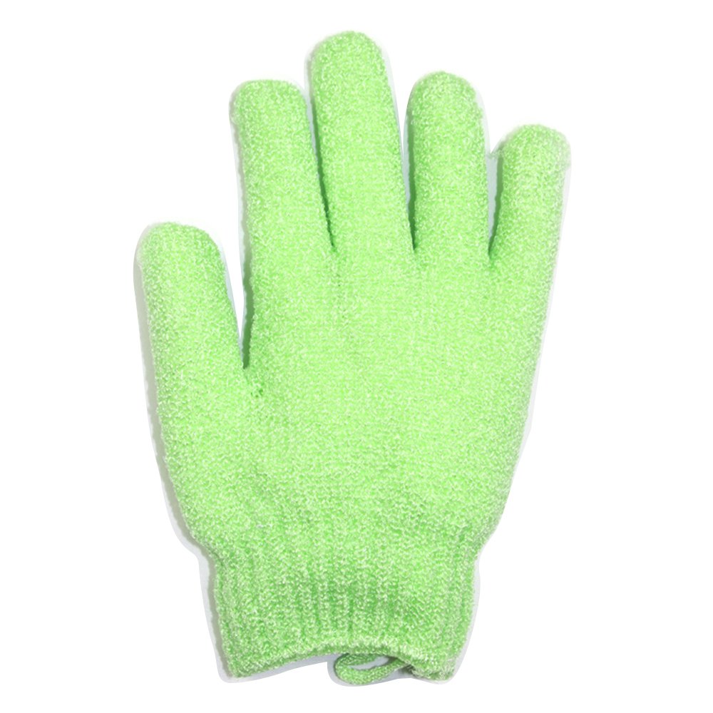 2-Pair Exfoliating Body Gloves - Premium Bath Scrub Mitts for Deep Cleansing & Dead Skin Removal | Spa-Grade Loofah Scrubber with Lanyard | Green | Perfect for Shower, Bath & Home Spa Treatments