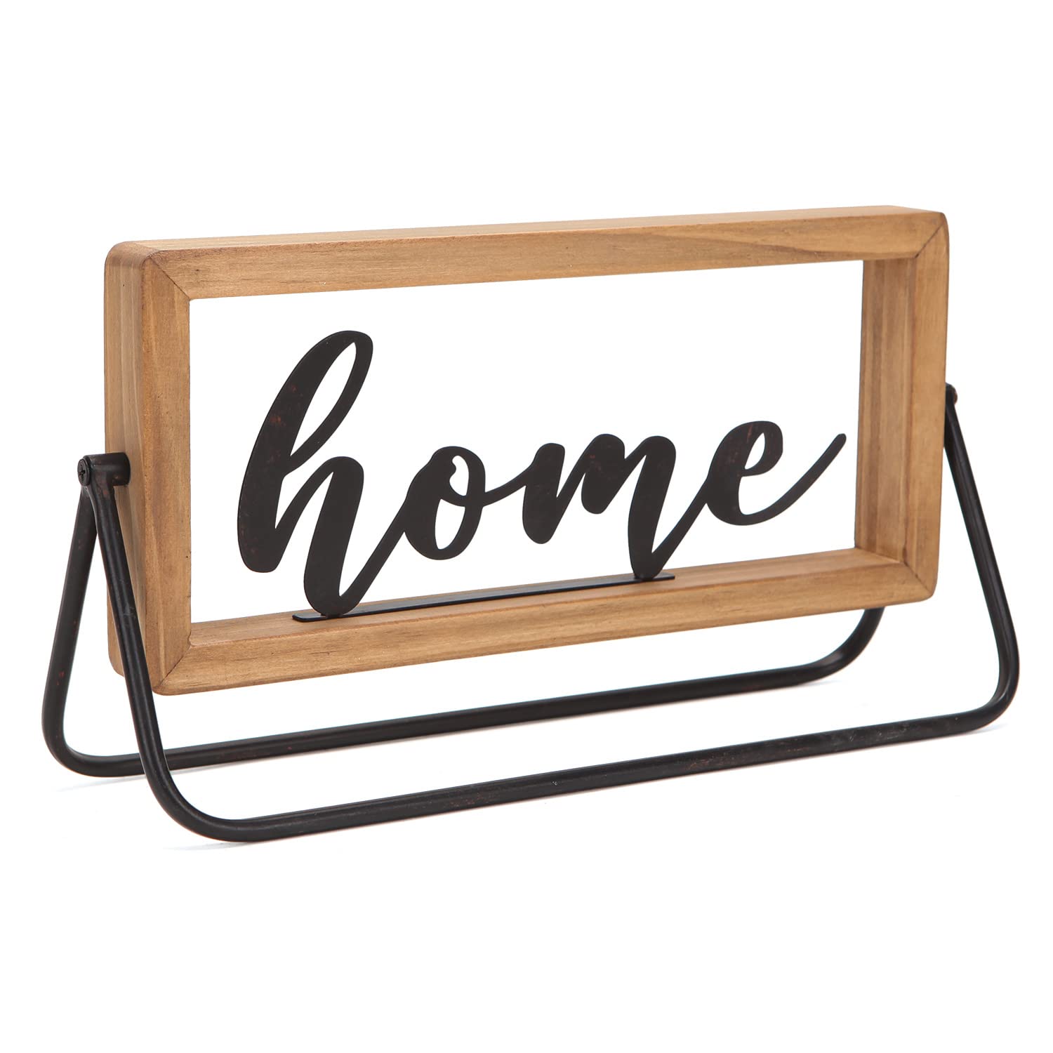 Rustic Wooden Freestanding Home Letter Sign - NIKKY HOME Cutout Table Word Decor for Entryway, Desk, Shelf - Perfect for Farmhouse, Living Room & Indoor Decoration