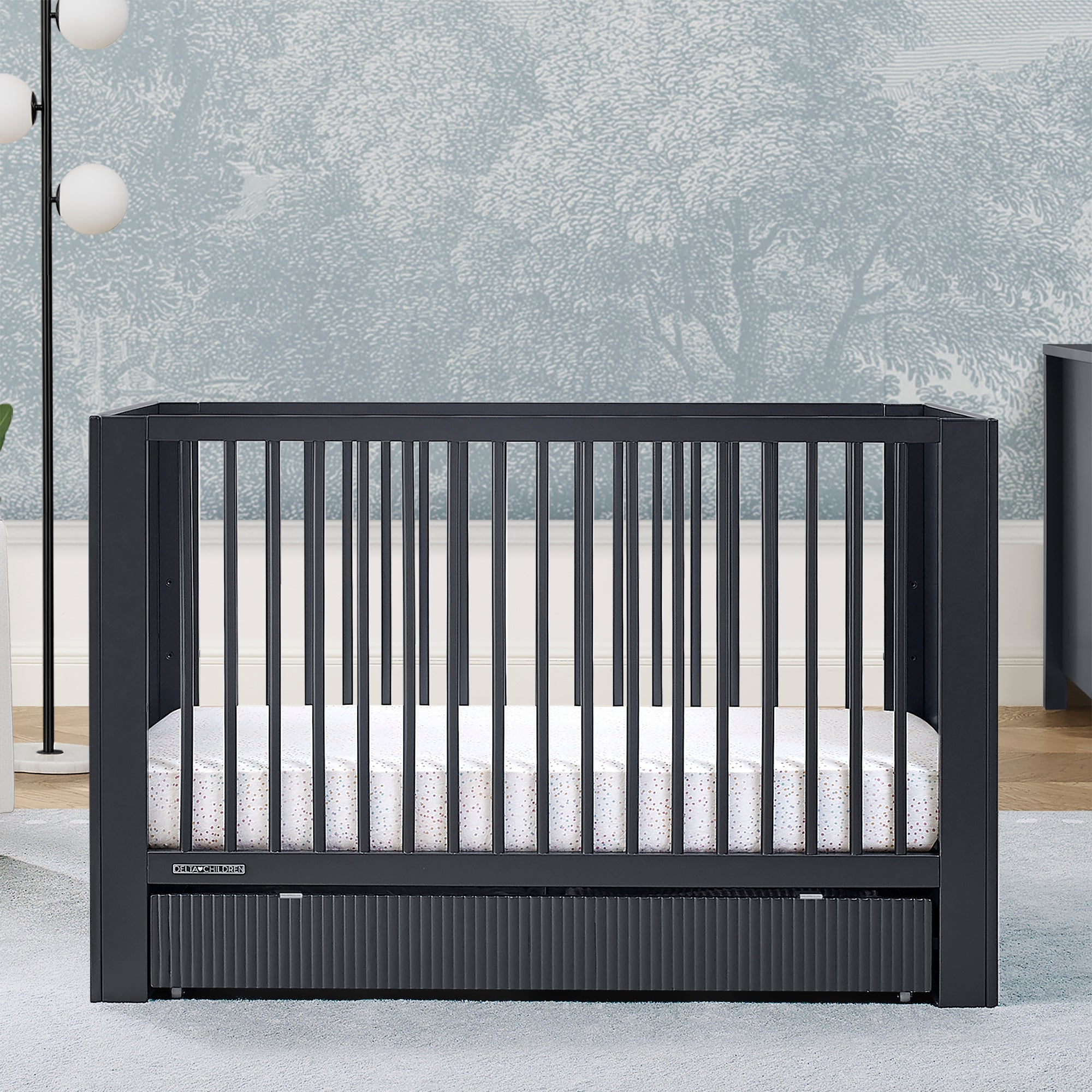 Cassie 4-in-1 Convertible Baby Crib with Storage Drawer - Nursery Furniture for Newborn to Toddler Bed - Perfect for Small Spaces & Modern Nurseries