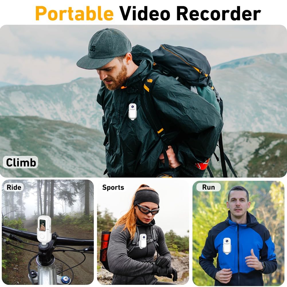 Louttary 1080P Mini WiFi Sports Camera with LCD Screen - Waterproof Action Cam for Outdoor Adventures, Cycling, Hiking & Vlogging (White) - 1 Set