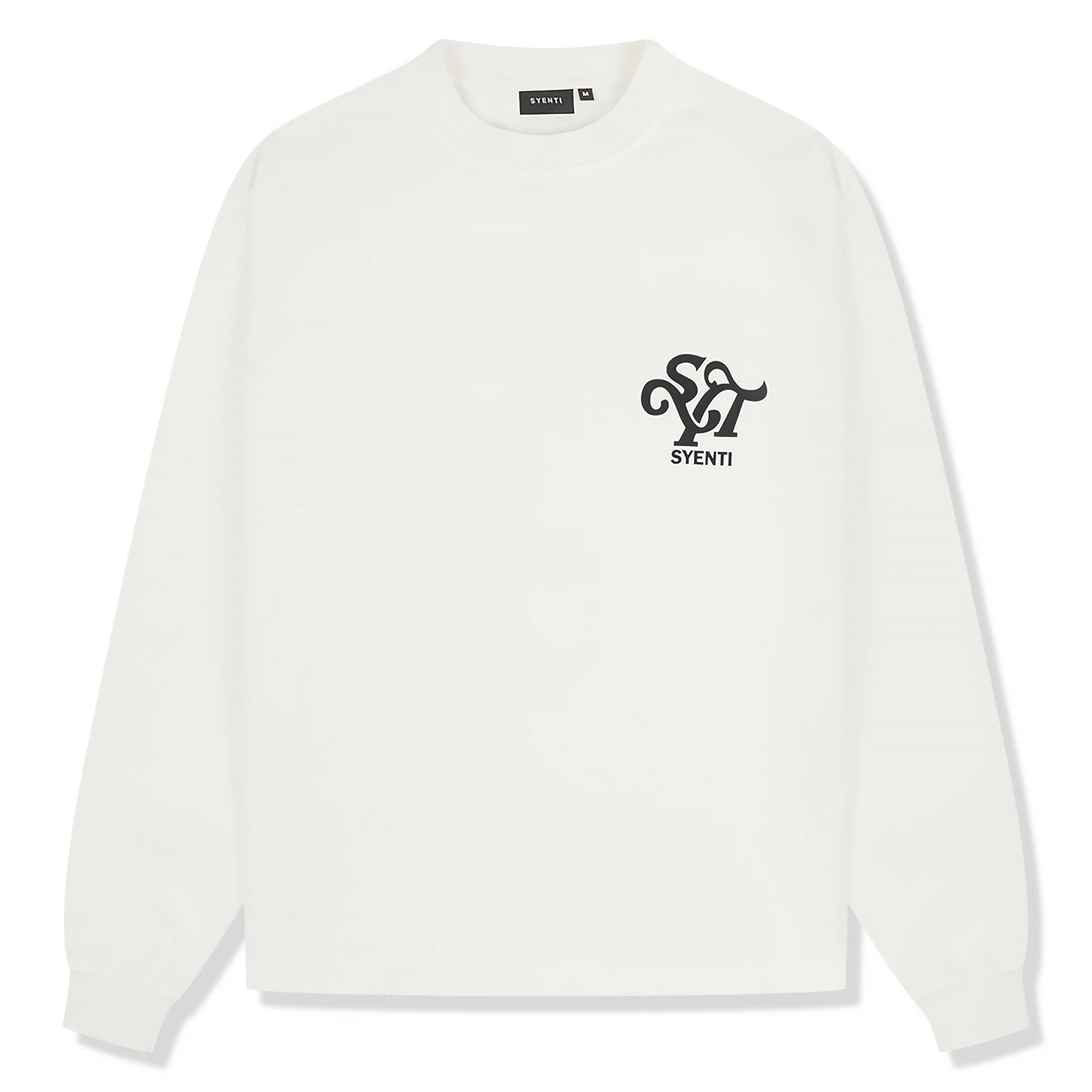 Syenti Emblem Long Sleeve Off-White T-Shirt for Men - Casual Comfort Fit Cotton Tee for Everyday Wear, Street Style & Layering