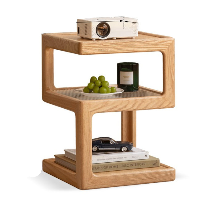 Solid Oak & Black Walnut Wood Corner Side Table - Square End Table for Living Room, Bedroom, or Office