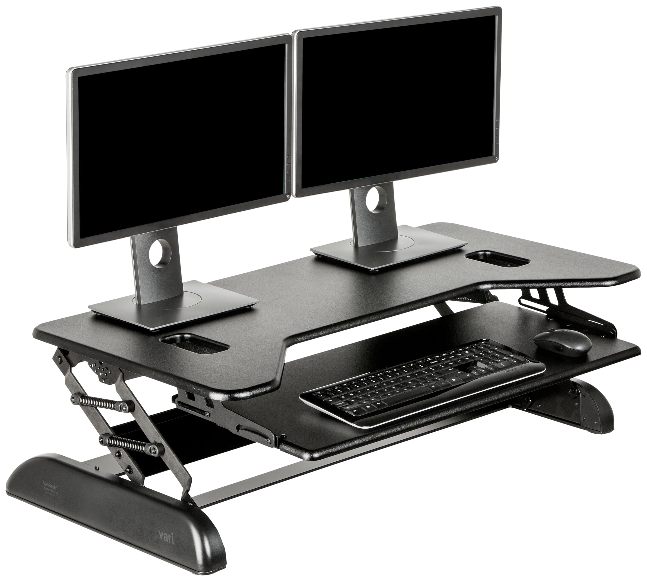 VariDesk Cube Plus 40 - Two-Tier Adjustable Standing Desk Converter for Dual Monitors - 9 Height Settings with Spring-Assisted Lift - Black (Fully Assembled) - Perfect for Home Office & Workspace Ergonomics