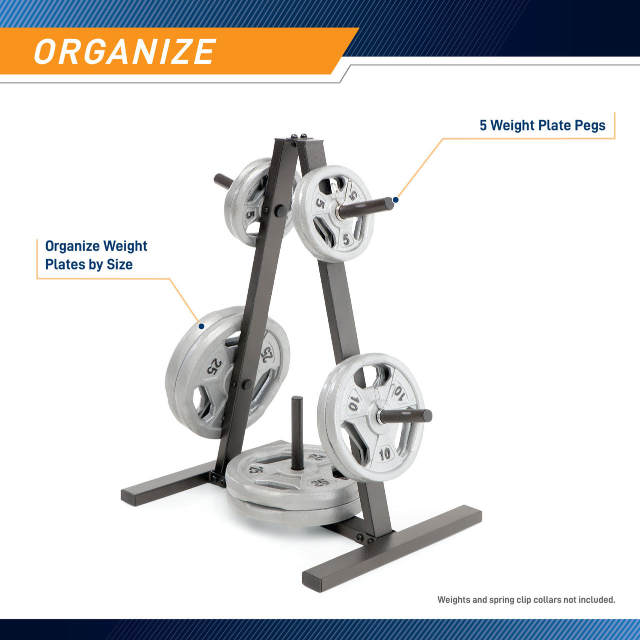 Marcy Standard Weight Plate Tree | PT 5733 - Heavy Duty Weight Plate Storage Rack for Home Gym & Commercial Use | Perfect for Dumbbell, Barbell & Olympic Weight Plates Organization