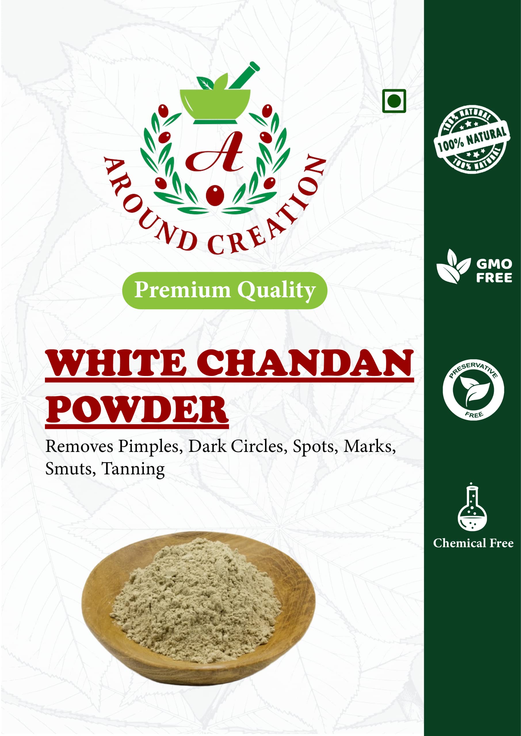 Pure White Sandalwood Powder (Safed Chandan) - 250gm | Organic & Natural for Skin Whitening, Pooja Rituals & Ayurvedic Care | Perfect for DIY Face Masks, Aromatherapy & Spiritual Ceremonies