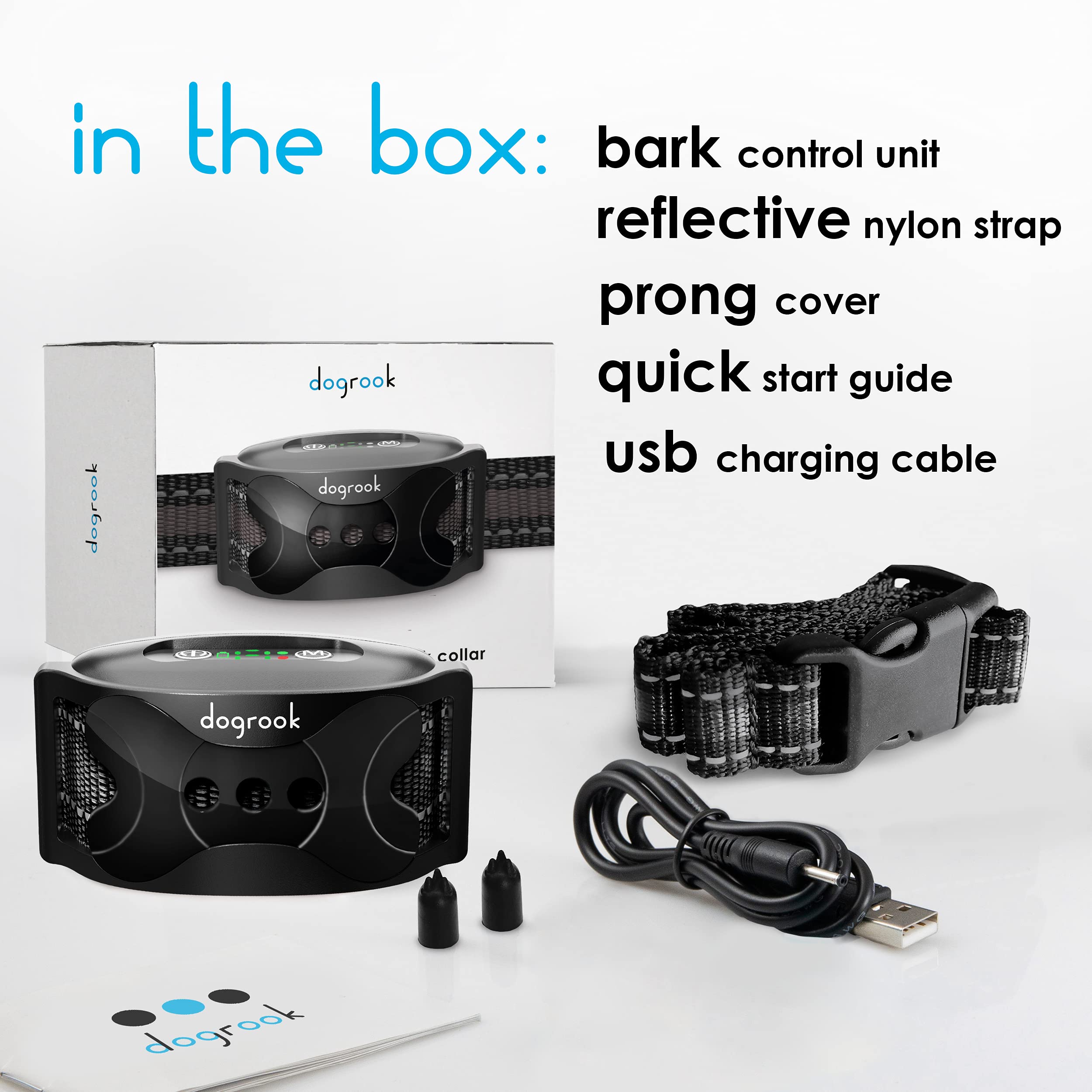 DogRook Anti Bark Collar for Dogs - Humane Training Collar with Beep & Vibration Modes - No Shock Waterproof Dog Bark Control Device - Fits Small, Medium & Large Dogs (12-110 lbs) - Perfect for Home, Travel & Outdoor Use