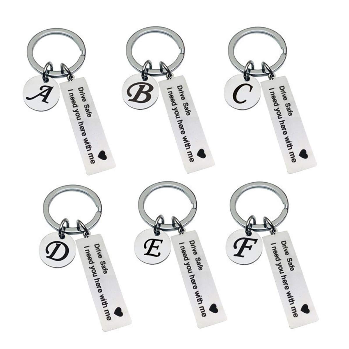 Drive Safe Keychain - 26 Letter Engraved Car Keychain for Safe Driving, Thoughtful Christmas & Birthday Gifts - Perfect for Loved Ones, Couples, and Long Distance Relationships