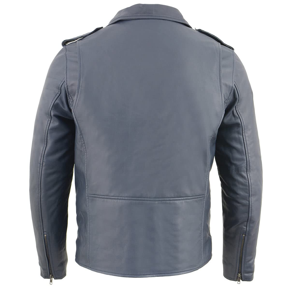 Milwaukee Leather SFM1890 Men's Blue Classic Motorcycle Jacket - Genuine Leather Biker Jacket for Men - Perfect for Riding, Casual Wear & Outdoor Adventures