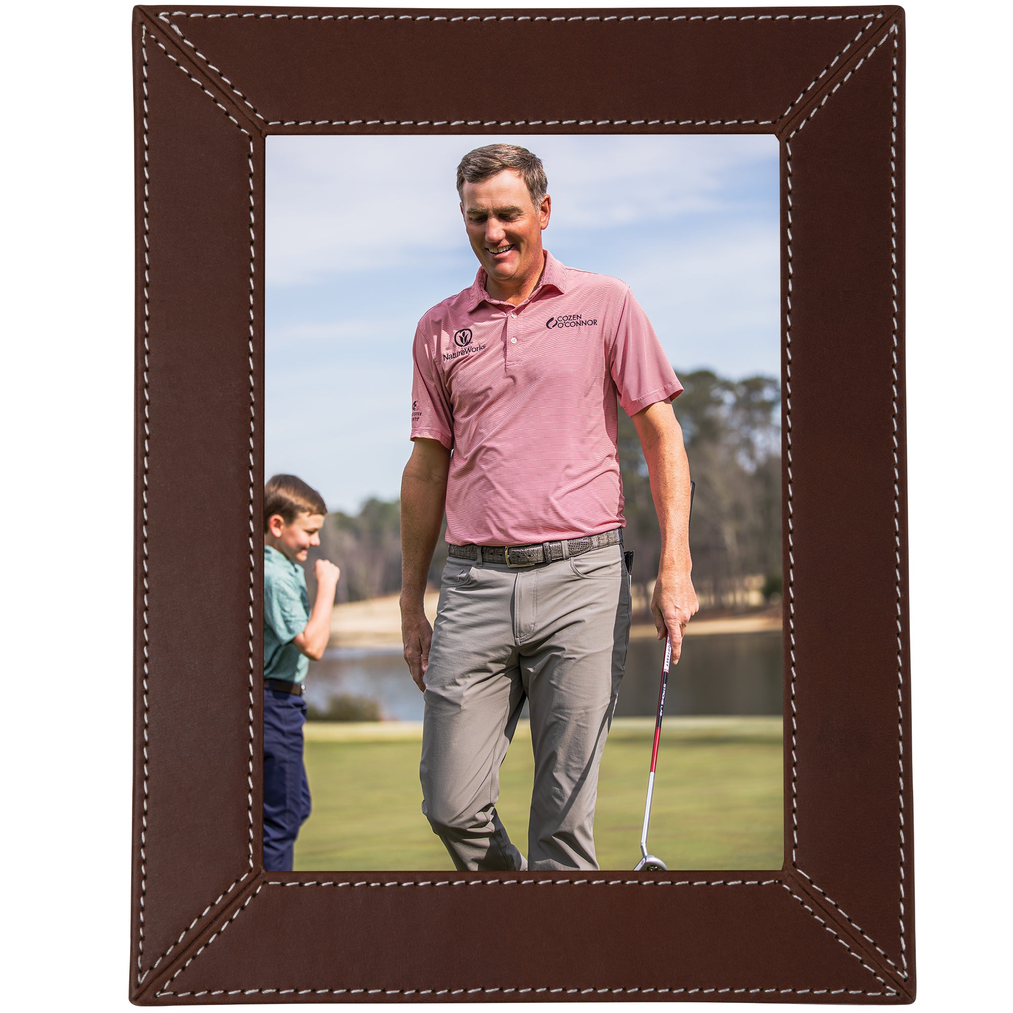 5x7 Leather Picture Frame - Handmade Tobacco Brown Photo Frame for Wall or Table Display - Perfect for Family Photos, Wedding Pictures, and Home Decor