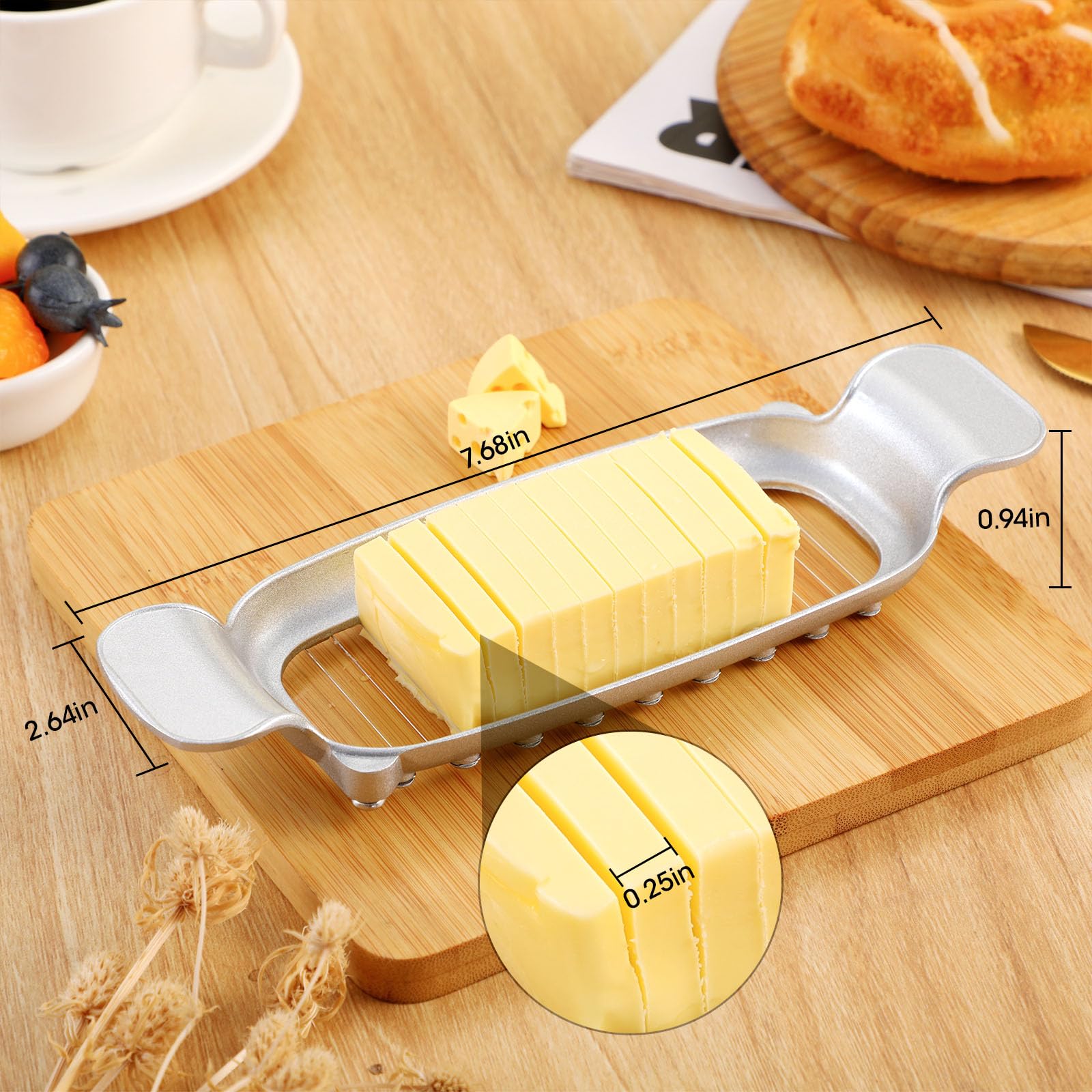 Premium Stainless Steel Butter & Cheese Slicer with Ergonomic Handle - Multi-Purpose Kitchen Tool for Cutting Cheese, Butter, Eggs, Fruits and Soft Foods - Perfect for Sandwiches, Charcuterie Boards and Food Prep