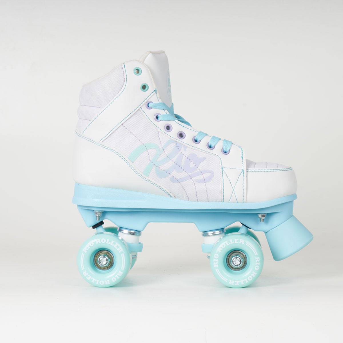 Rio Roller Lumina Quad Skates for Women & Men - White & Blue LED Light Up Roller Skates for Outdoor & Indoor Skating, Rink, Fitness & Fun