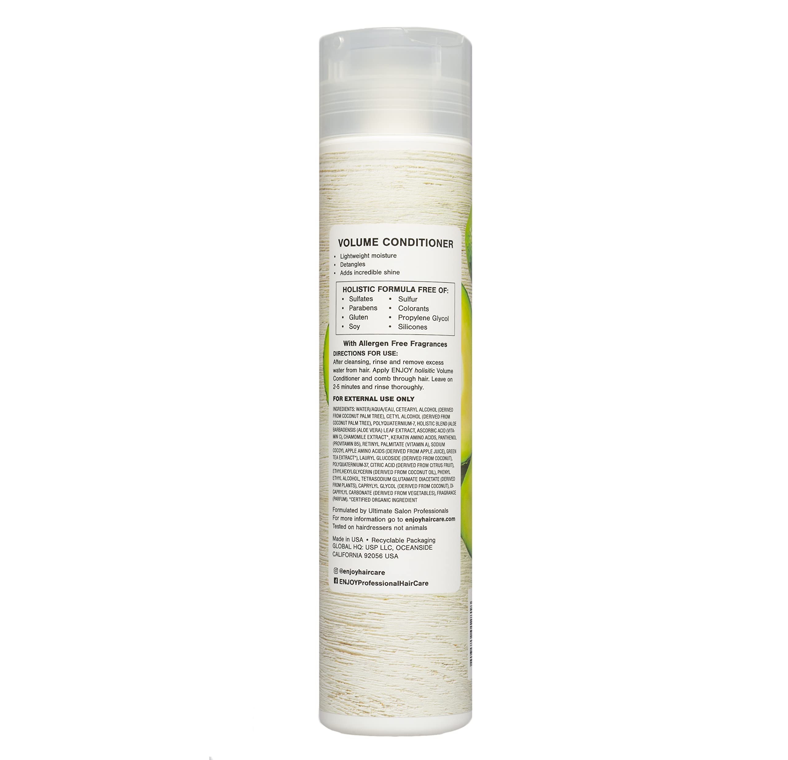 ENJOY Holistic Volume Conditioner for Damaged & Curly Hair - pH Balanced 3.5-4.5 Formula - 10 Fl Oz - Deep Hydration for Dry, Frizzy Hair - Perfect for Daily Use & Salon-Quality Results at Home
