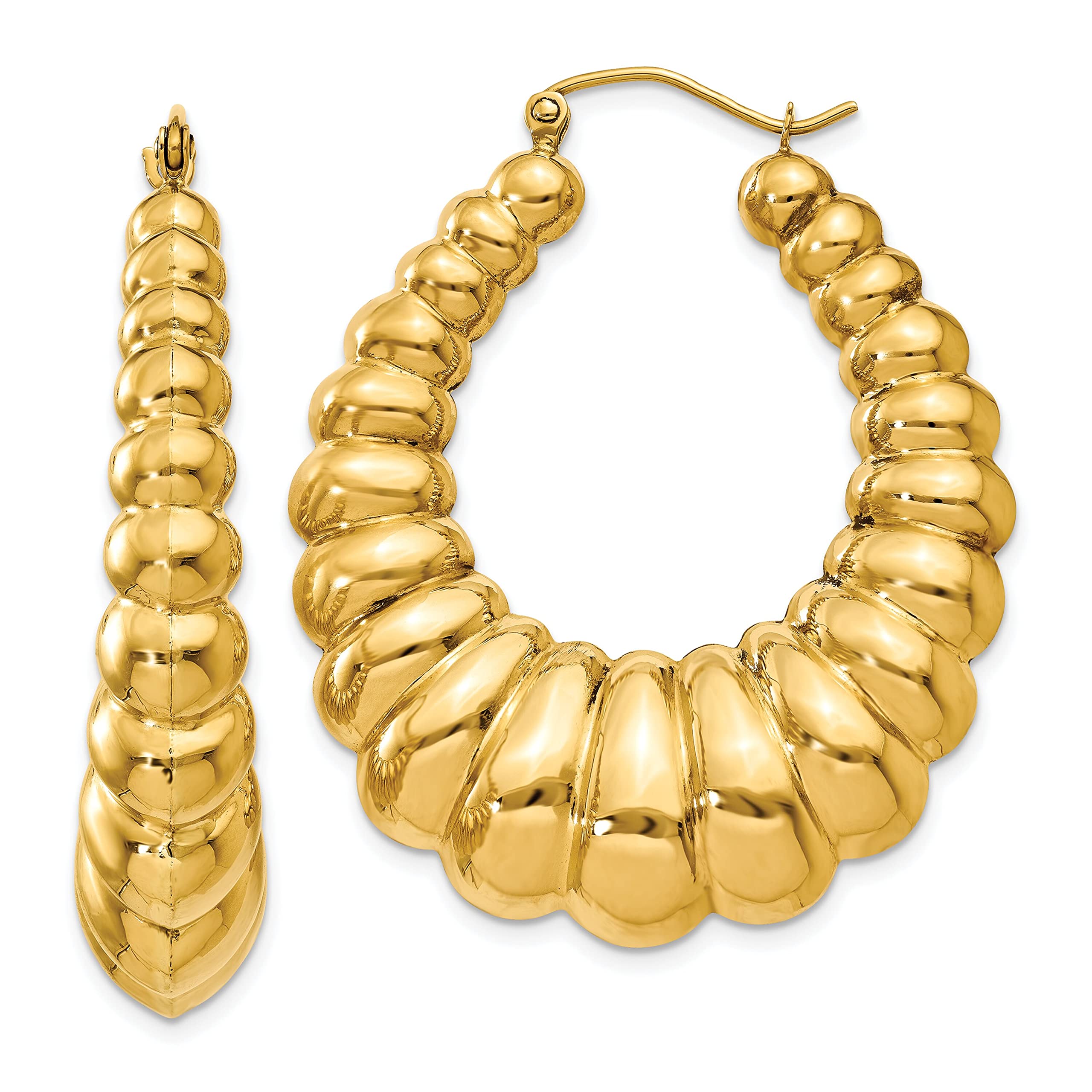 14K Yellow Gold Hoop Earrings - Polished Classic Circle Earrings for Women | Everyday Wear, Gift Giving & Special Occasions