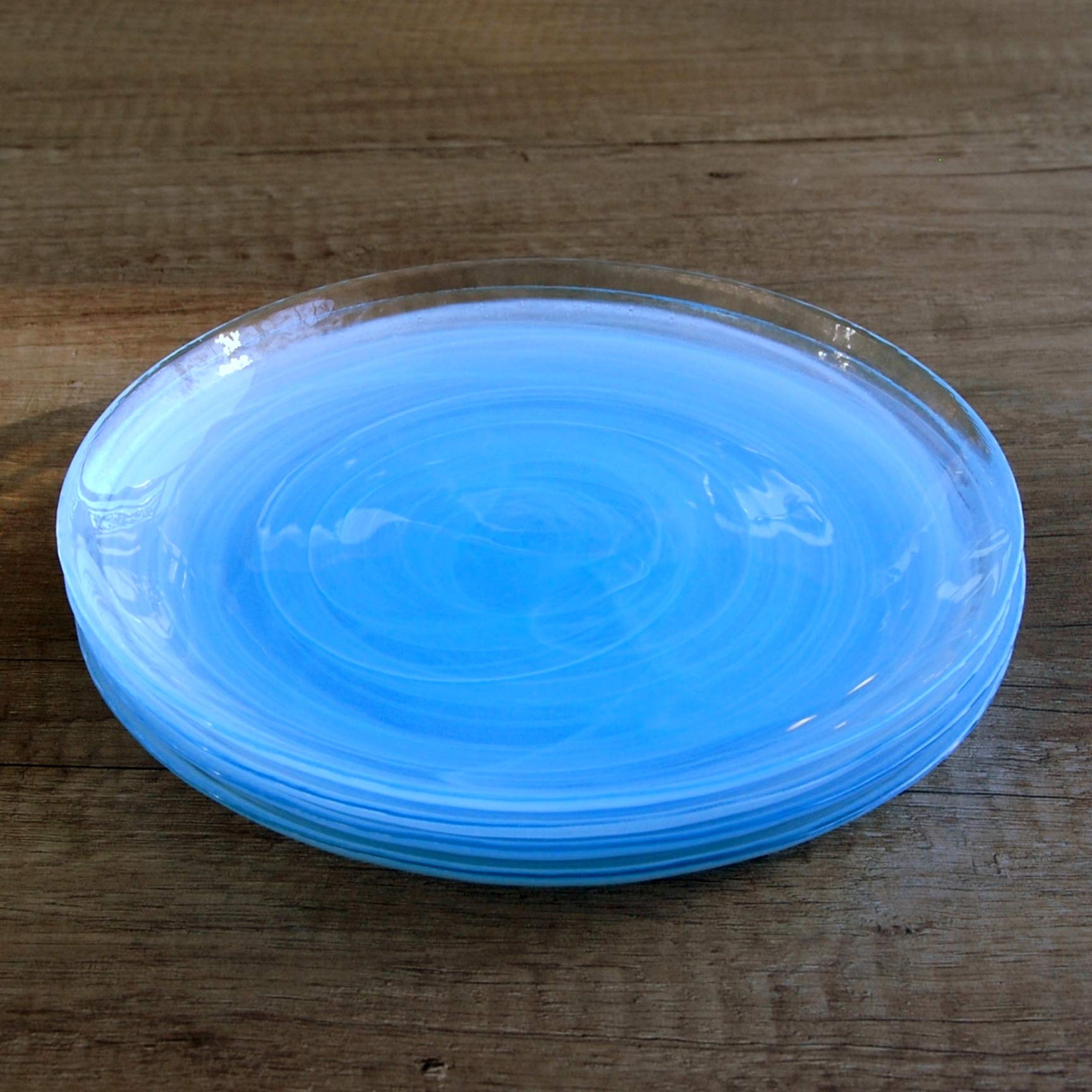 Red Pomegranate NUAGE 8-Inch Salad Plate in Aqua - Elegant Dinnerware for Salads, Desserts & Appetizers | Perfect for Home Dining, Parties & Restaurant Use