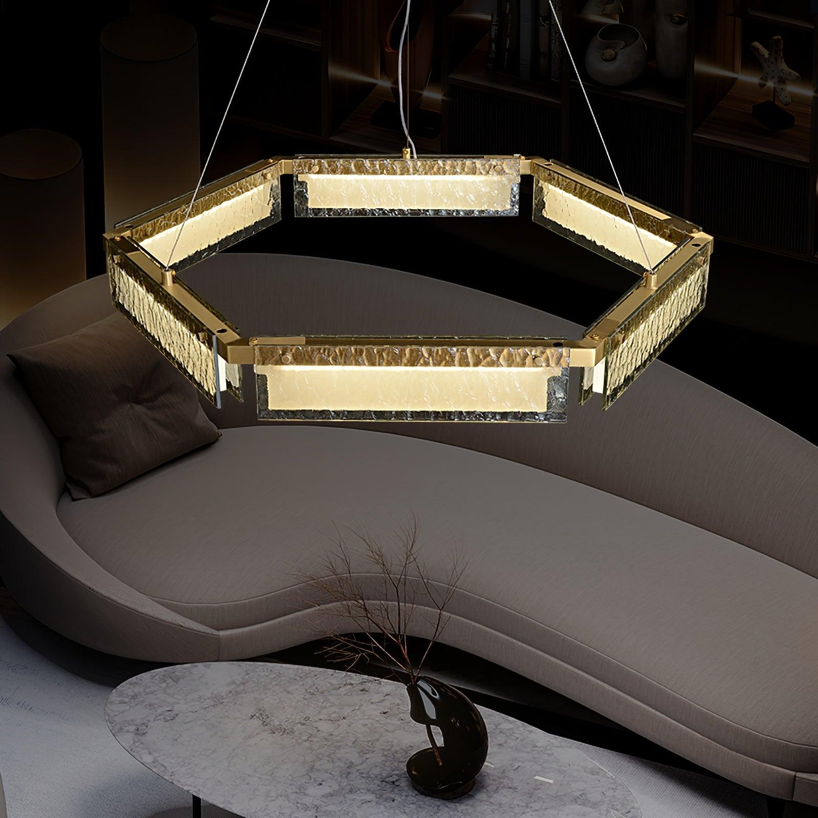 Asner Modern LED Chandelier Light Fixture - Crystal Ceiling Lighting for Dining Room, Bedroom & Living Room - Energy Efficient Dimmable Hanging Lamp for Home Decor