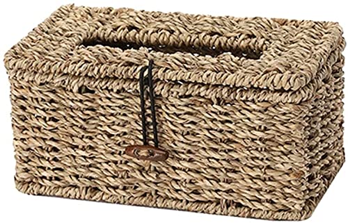 Vintage Straw Tissue Box Holder - Decorative Storage Organizer for Napkins & Paper Rolls | Perfect for Living Room, Bathroom & Desktop Decor