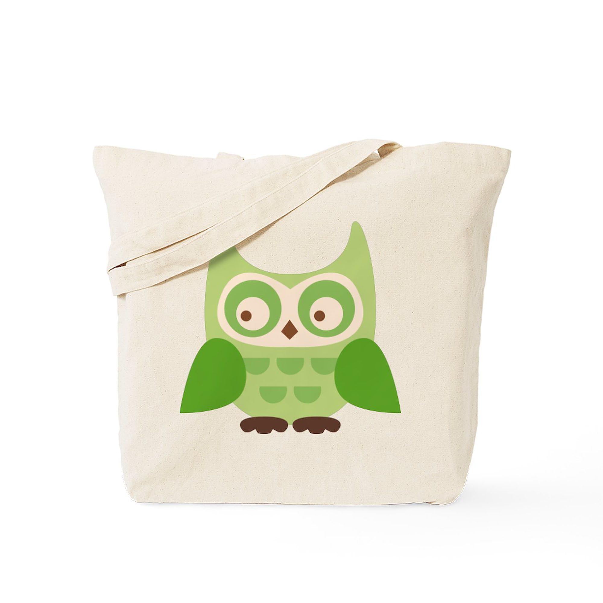 Eco-Friendly Green Owl Canvas Tote Bag - Reusable Natural Shopping Bag for Groceries, Beach & Daily Use | CafePress