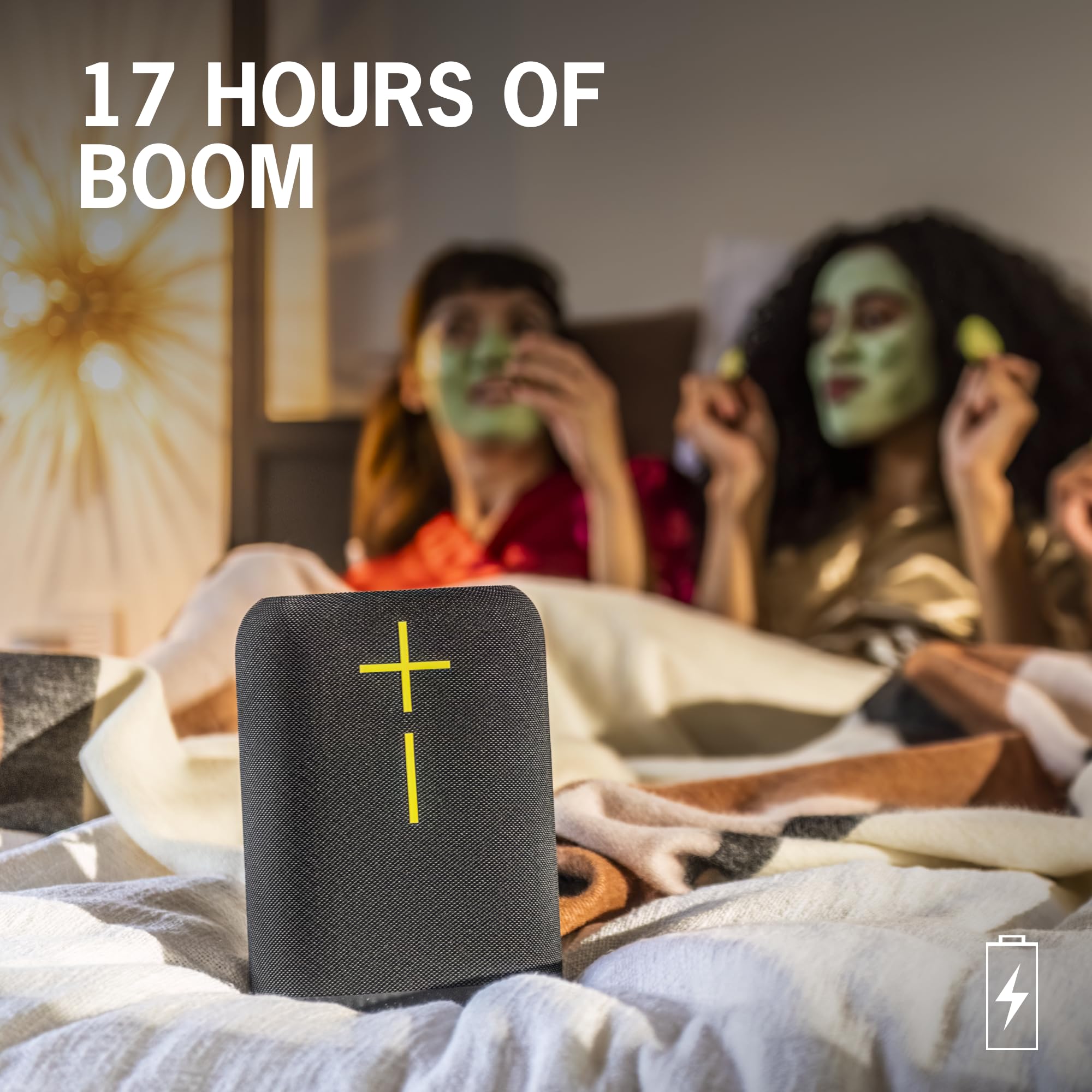 Ultimate Ears EPICBOOM Portable Bluetooth Speaker - Wireless 360° Sound with Big Bass, Adaptive EQ, IP67 Waterproof & Floatable - 17H Battery, 180ft Range, USB-C Charging (Charcoal Black) - Perfect for Pool Parties, Beach Outings & Outdoor Adventures