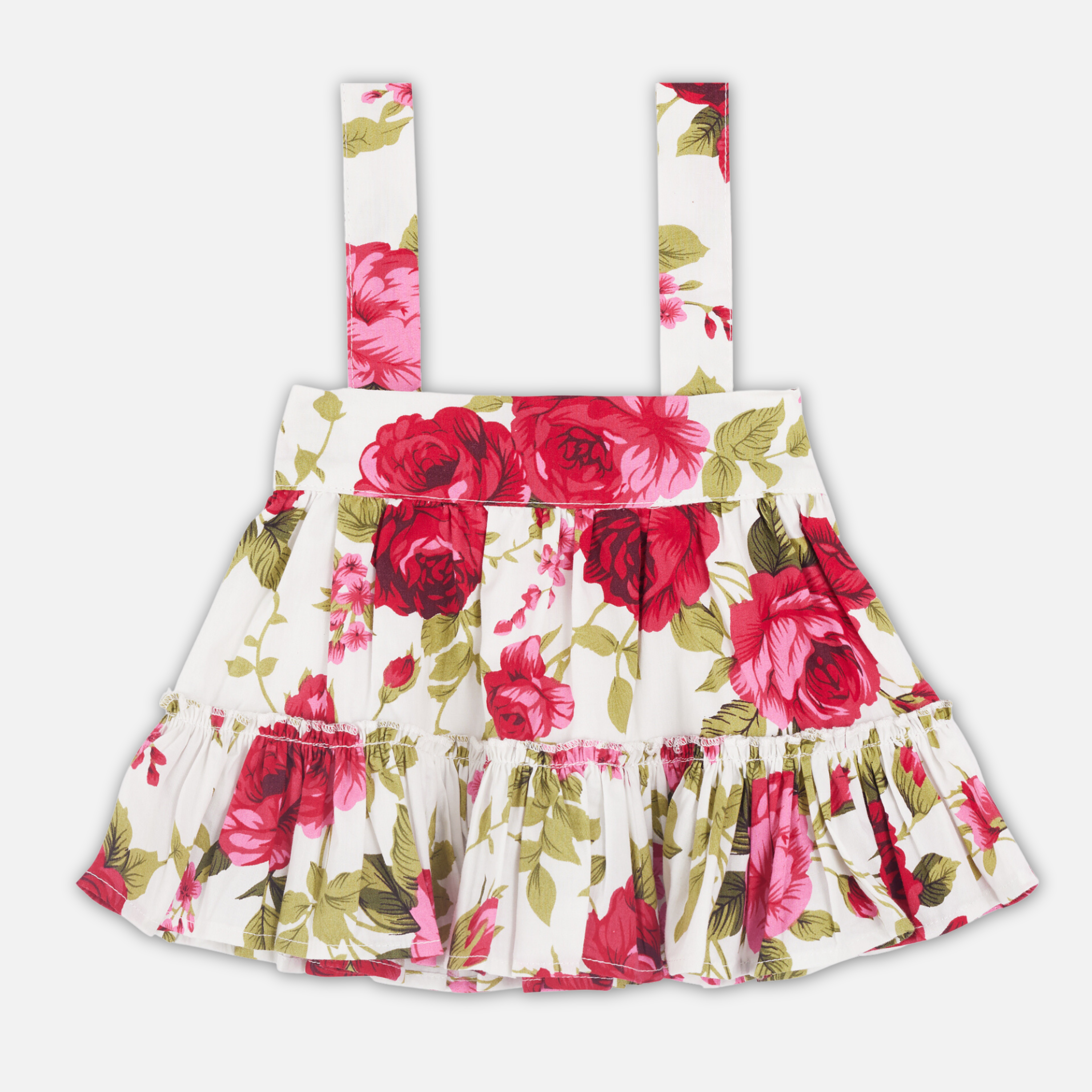 Stylish Ruffle Suspender Skirt in Ruby Red - Perfect for Parties, Weddings & Vintage Fashion Outfits