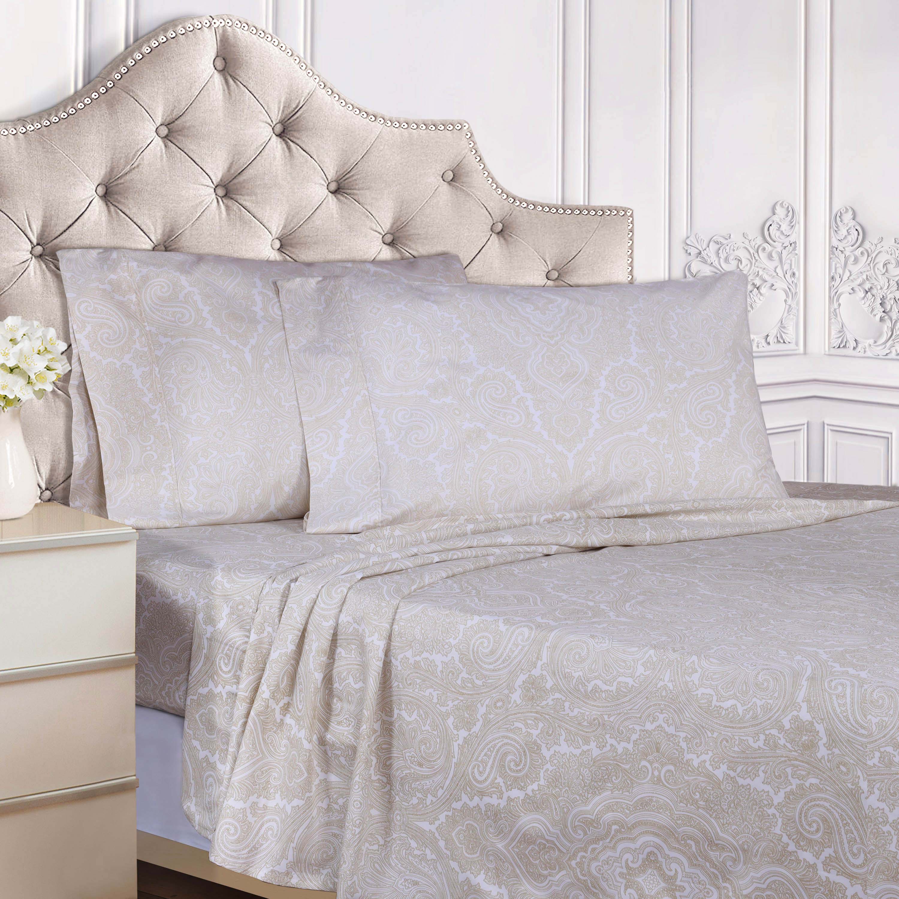 Italian Paisley 600 Thread Count Cotton Blend Deep Pocket Sheet Set - Ultra Soft Bedding for Queen & King Size Beds - Perfect for Luxury Hotels, Guest Rooms & Master Bedrooms