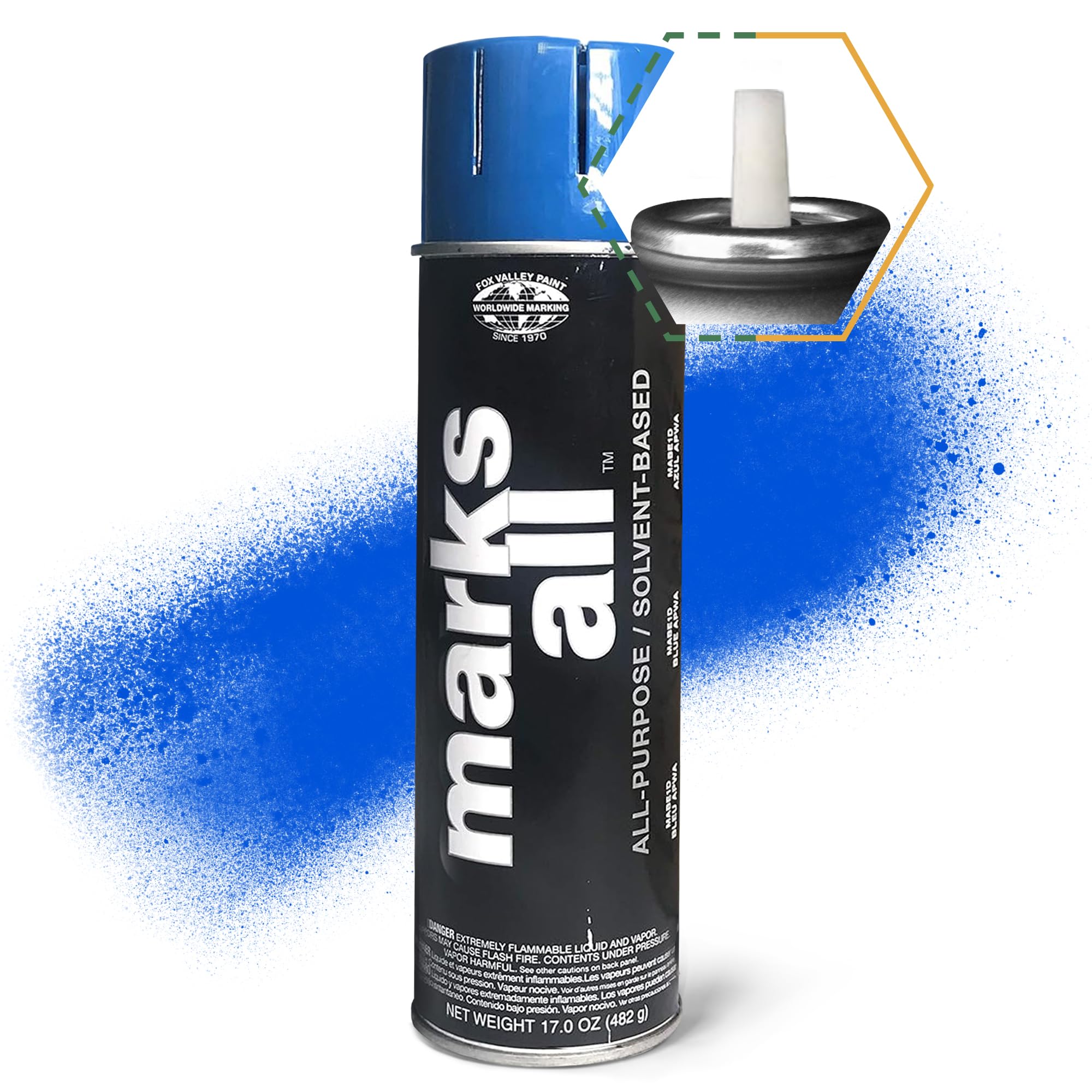 Fox Valley Marks All Utility Marking Spray Paint - 18 oz (Pack of 12) Blue APWA - Durable Lawn, Tree, Driveway & Parking Lot Marking Paint for Construction, Landscaping & Property Maintenance