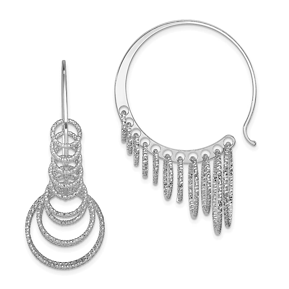 925 Sterling Silver Graduated Circle Drop Dangle Chandelier Hoop Earrings for Women | Elegant Fine Jewelry Gift Set | Perfect for Parties, Weddings & Special Occasions