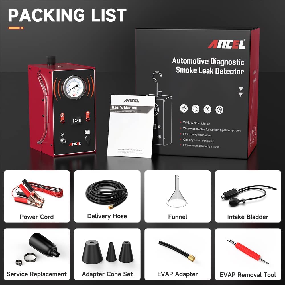 ANCEL S200 Automotive Smoke Leak Detector with Built-in Air Pump - EVAP Vacuum Diagnostic Tester for Car, Motorcycle & Truck Repair - Dual Mode Smoke Machine with Pressure Gauge (Ideal for Mechanics & DIY Auto Diagnostics)