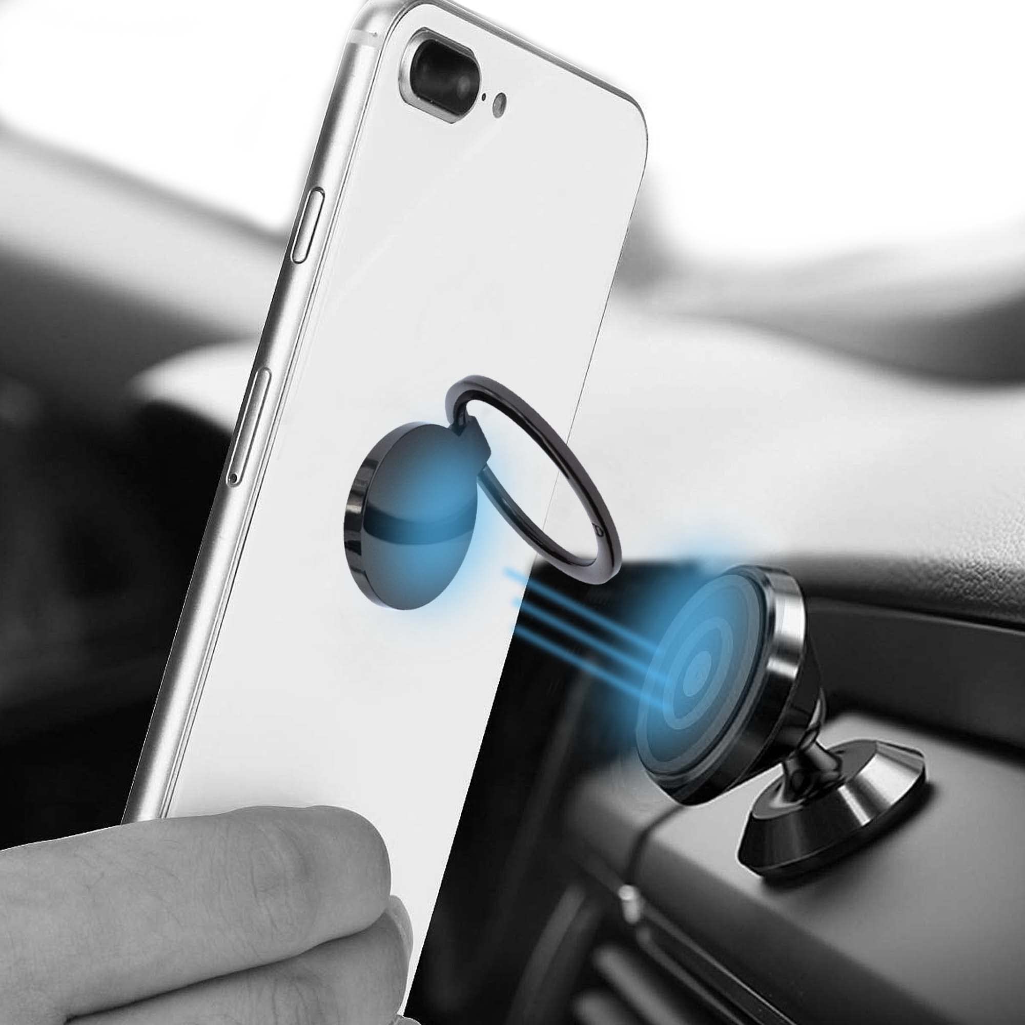360° Rotating Phone Grip Ring Holder - Shiny Polished Chrome Finger Stand for iPhone Samsung Galaxy (Perfect for Selfies, Videos & Hands-Free Viewing)