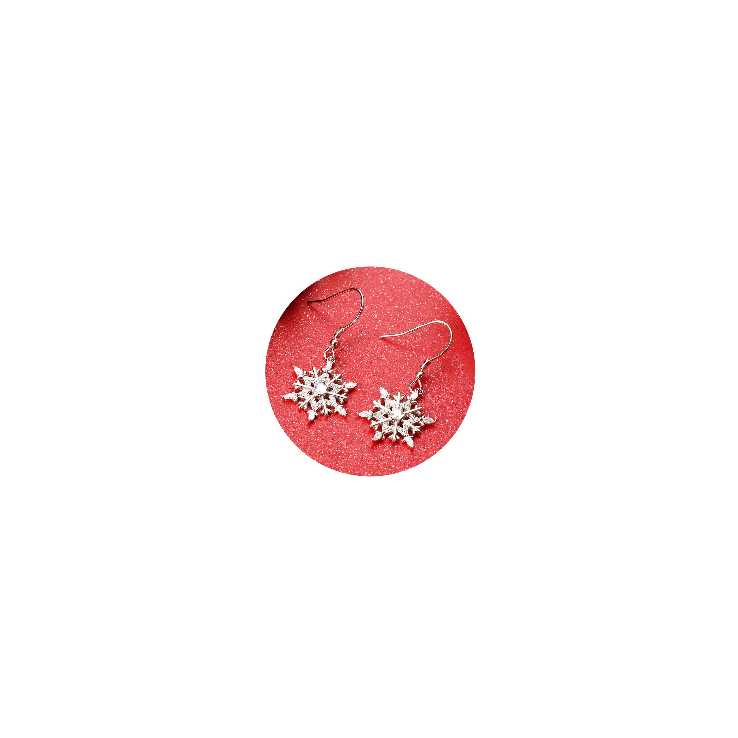 MILACOLATO Christmas Snowflake Earrings for Women - 925 Sterling Silver Drop Dangle Earrings with 18K White Gold Plating - Xmas Holiday Party Jewelry Gift for Her - Perfect for Christmas Parties, Office Celebrations & Festive Gatherings