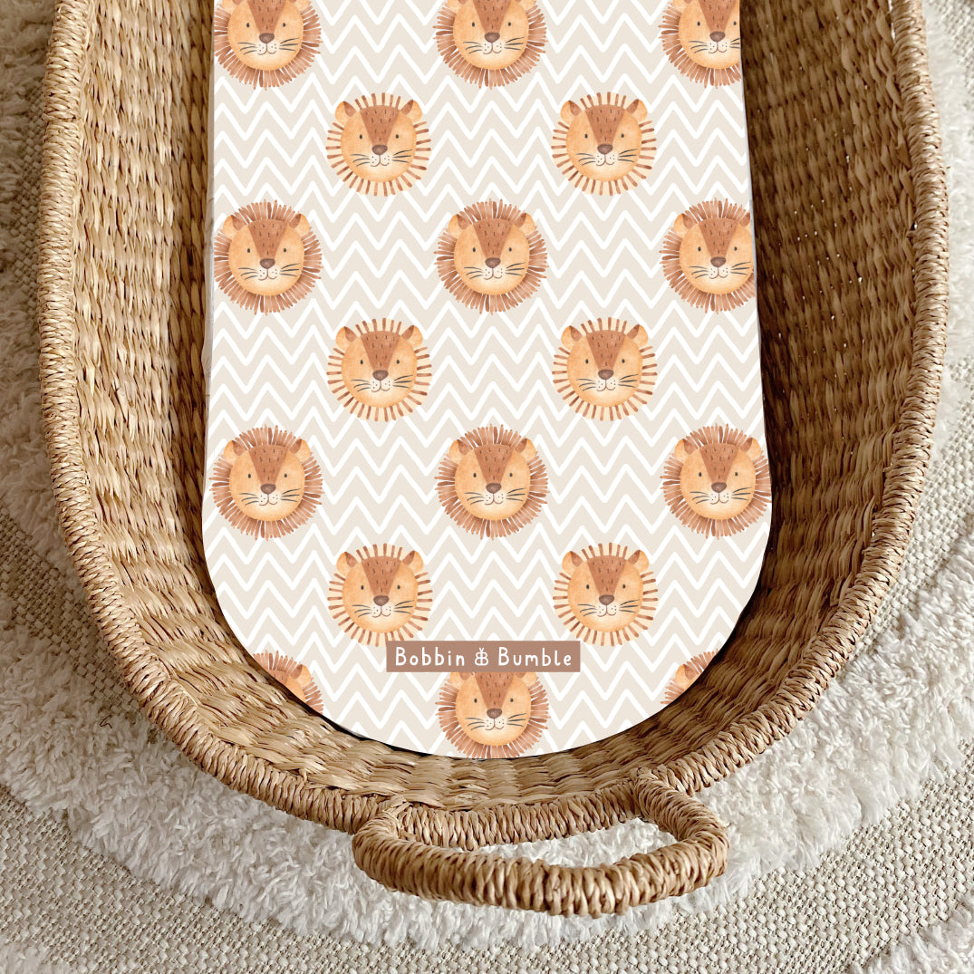 Leo Lion Head PVC Changing Basket Liner - Waterproof Diaper Changing Pad Cover for Baby Nursery | Bobbin and Bumble | Perfect for Baby Showers, Nursery Decor & Diaper Changing Stations