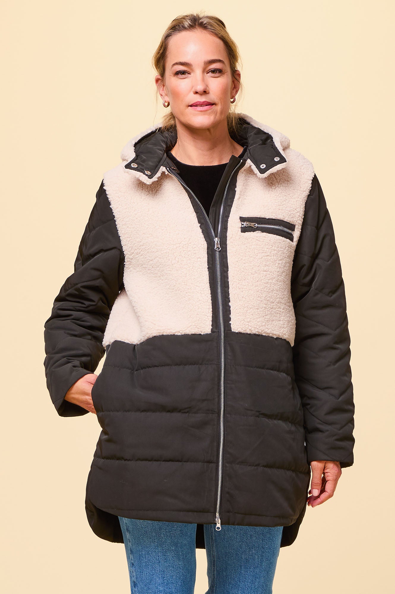 Petra Coat for Women - Classic Black & Taupe Trench Coat | Waterproof & Windproof Outerwear for Fall & Winter | Perfect for Office, Travel & Casual Wear