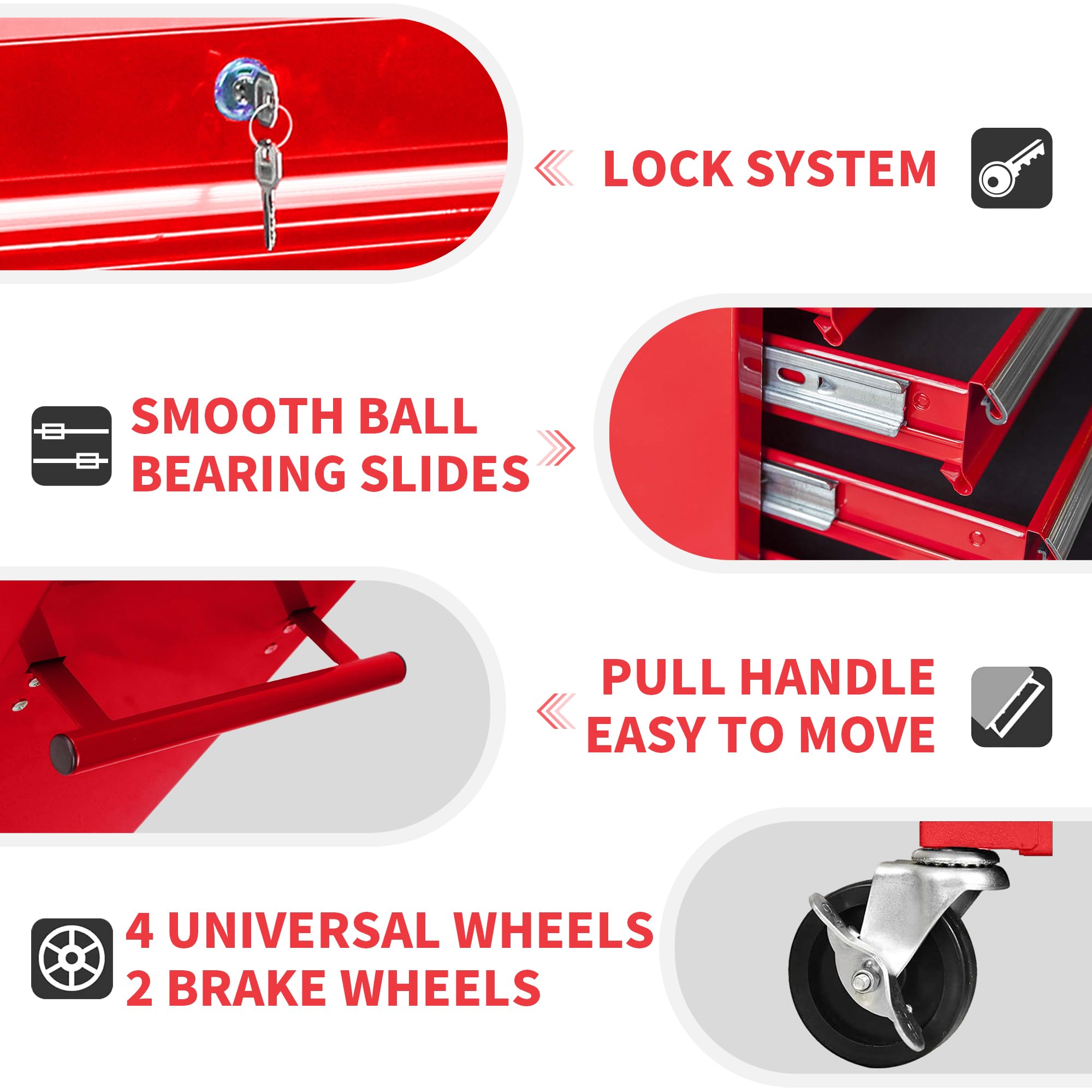 7-Drawer Rolling Tool Cart with Locking Wheels - 24.2