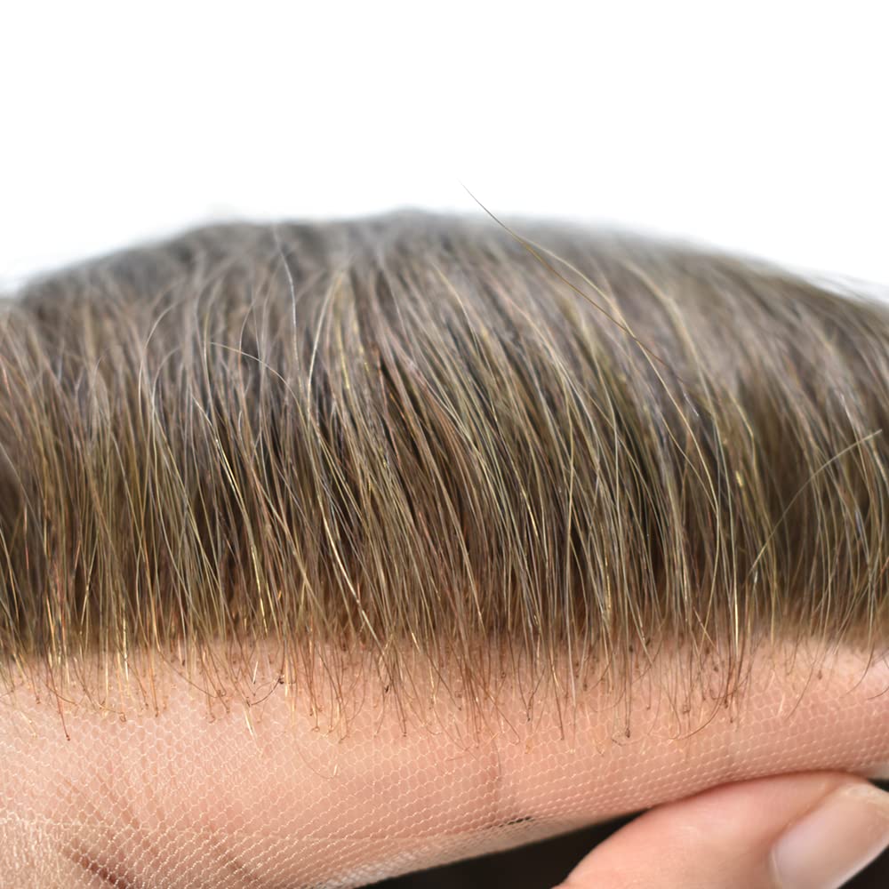 Premium Swiss Lace Toupee for Men - 7x9 Inch Human Hair Replacement System (Dark Brown #3, Medium-Light to Medium Density) - Natural Looking Hairpiece for Thinning Hair & Baldness Cover - Perfect for Daily Wear, Special Occasions & Confidence Boost