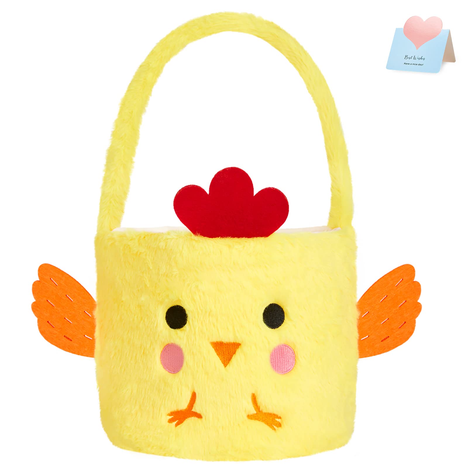 Bstaofy Easter Chicken Basket - Yellow Chick Egg Hunt Basket for Toddlers & Kids - Easter Egg Hunting Game Supplies - Party Decor & Gifts for Boys & Girls - Perfect for Easter Celebrations, Egg Hunts, and Spring Parties