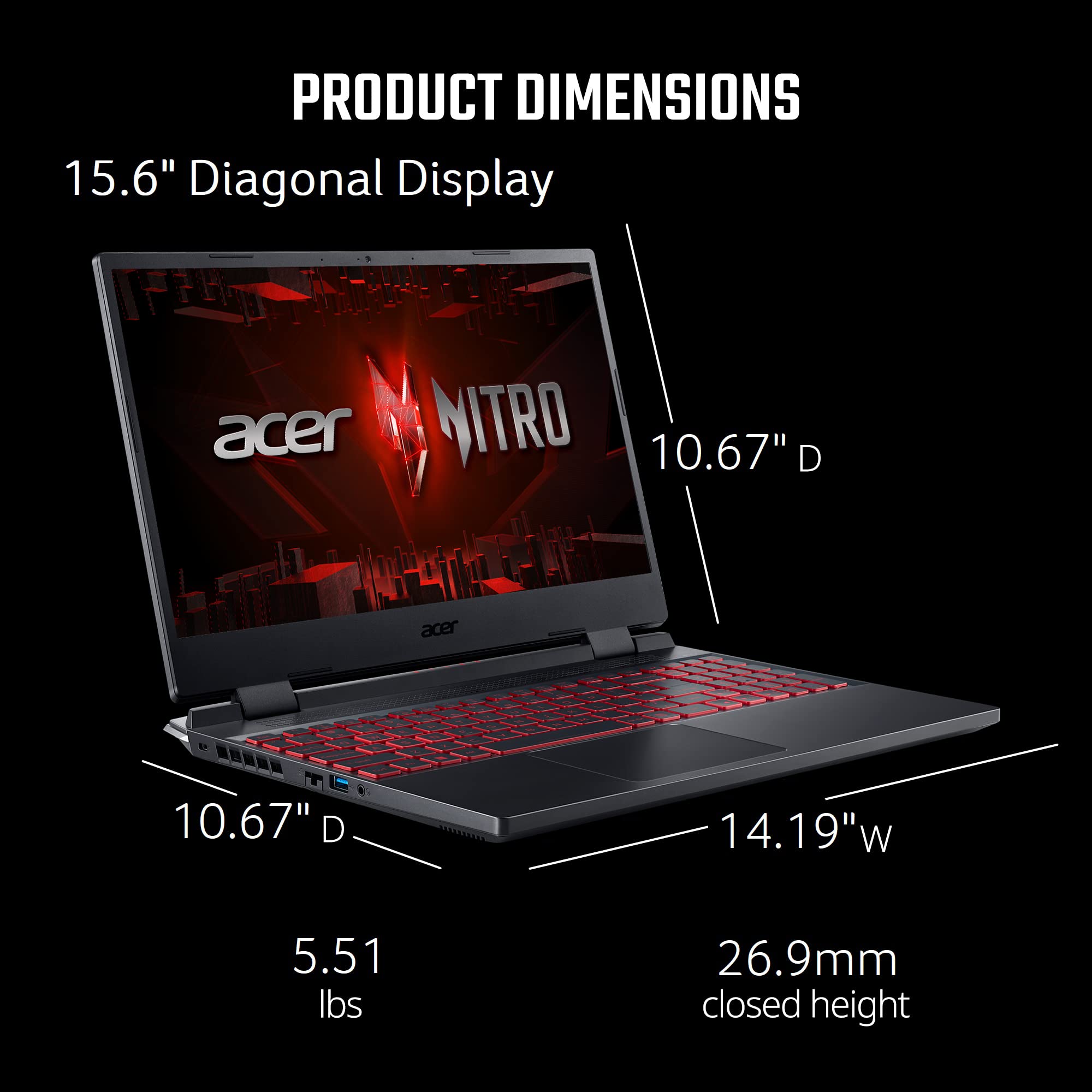 Acer Nitro 5 AN515-58-57Y8 Gaming Laptop - Intel Core i5-12500H, NVIDIA RTX 3050 Ti, 15.6