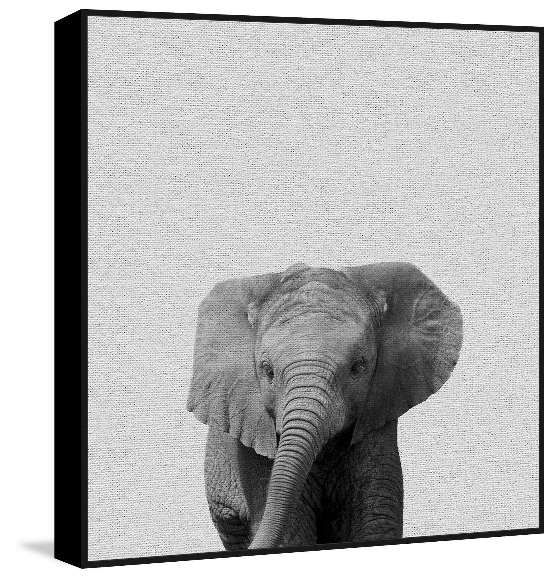 Marmont Hill Elephant Surprise II Floater Framed Canvas Art Print - Modern Home Decor for Living Room, Bedroom & Office Wall