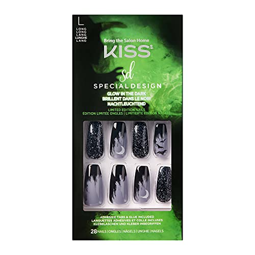 Kiss Halloween Special Design Fake Nails - Trust in Me Long Length Coffin Shape 28pcs | Perfect for Halloween Costumes, Parties & Spooky Nail Art Looks