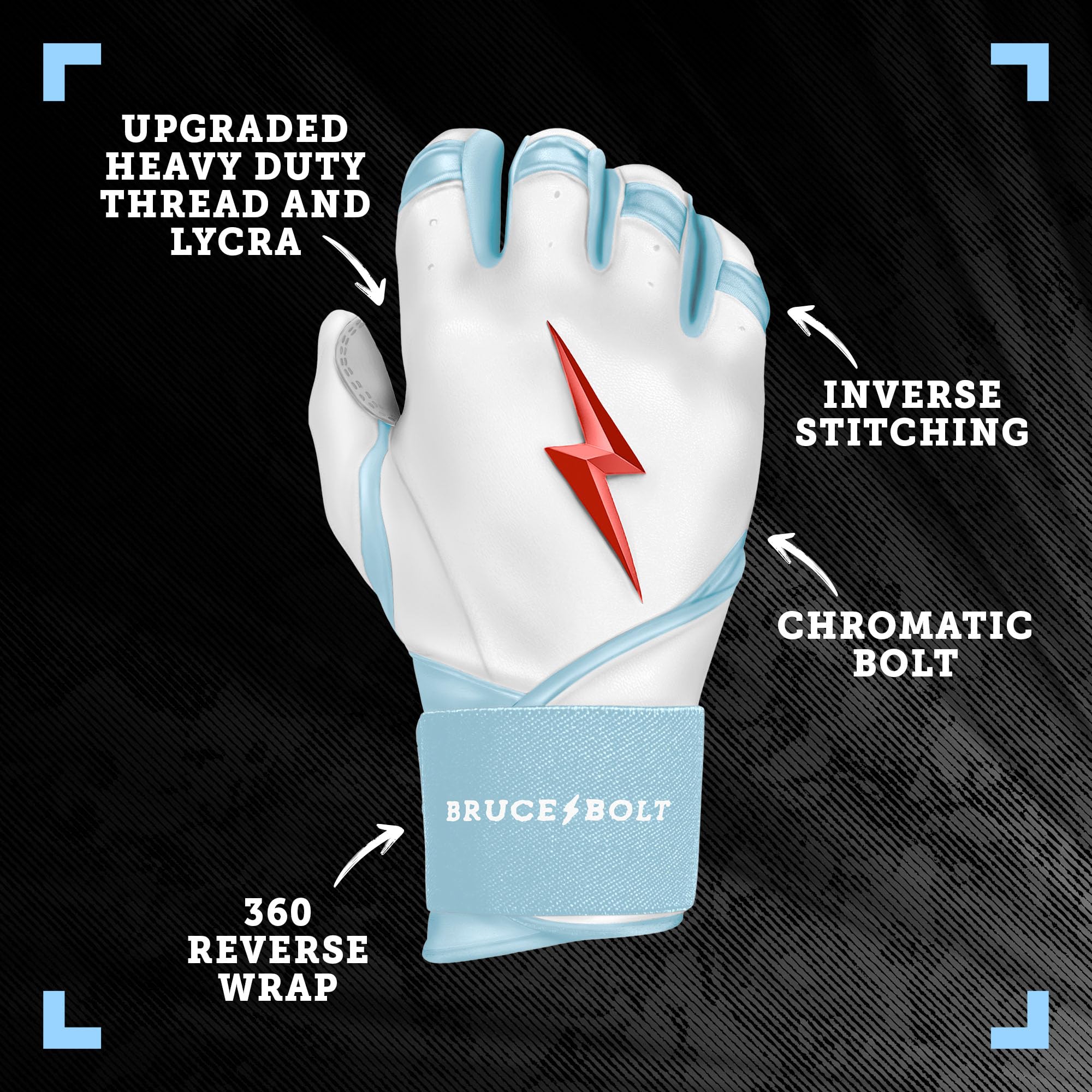 **BRUCE BOLT Signature Series Long Cuff Batting Gloves - Premium Baseball & Softball Gloves for Hitting & Fielding - Perfect for Training & Games**