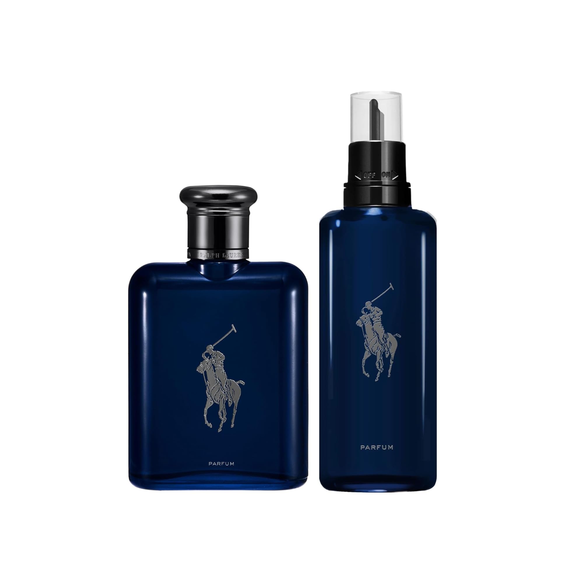 RALPH LAUREN Polo Blue Men's Cologne Refillable Set - Citrus Oak Vetiver Scent - 4.2oz Bottle + 5.1oz Refill - Fresh Intense Fragrance for Day & Night Wear - Perfect for Work, Date & Special Occasions