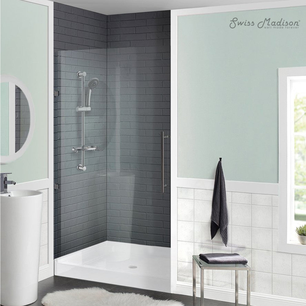 Voltaire 42 x 42 Inch Acrylic White Shower Base with Center Drain - Single Threshold Bathroom Shower Pan for Easy Installation and Waterproof Flooring