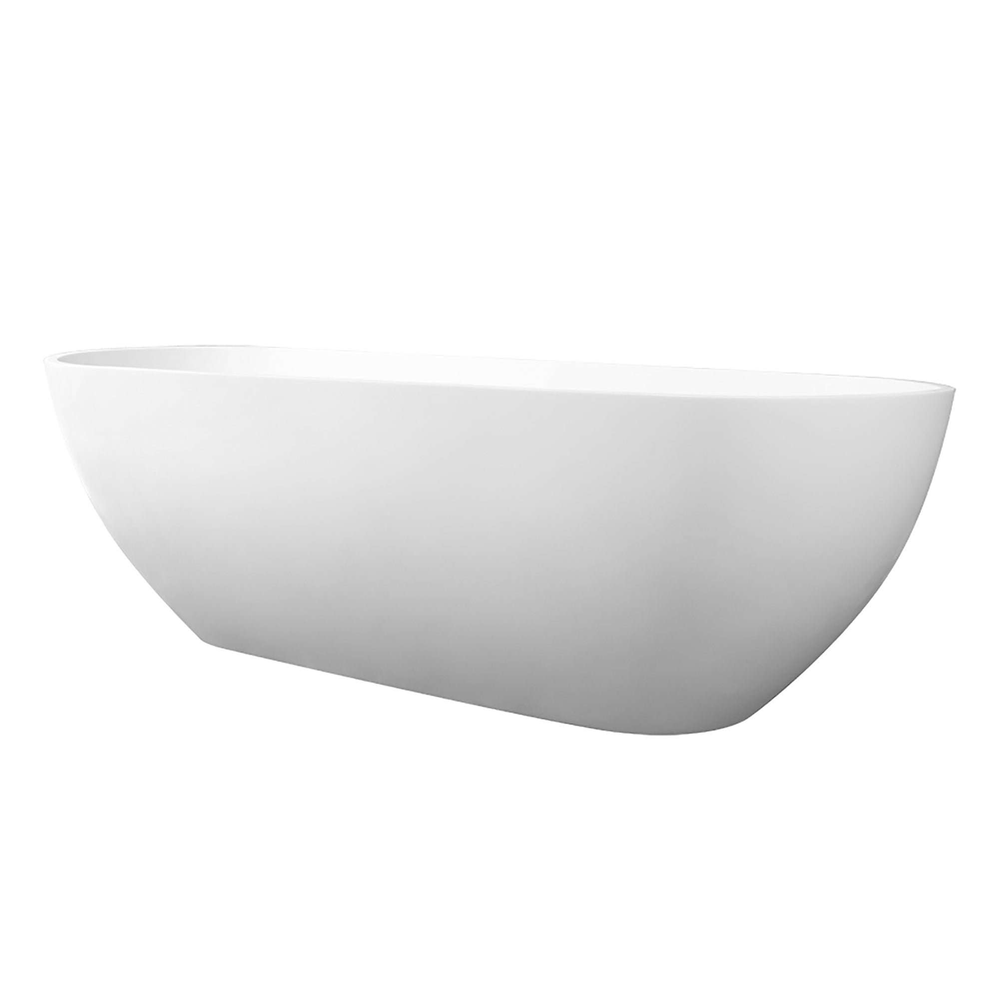 Ryder Matte White Solid Surface Soaking Bathtub with Integrated Overflow & Drain - Freestanding Deep Soak Tub for Spa-Like Relaxation in Bathroom or Master Suite