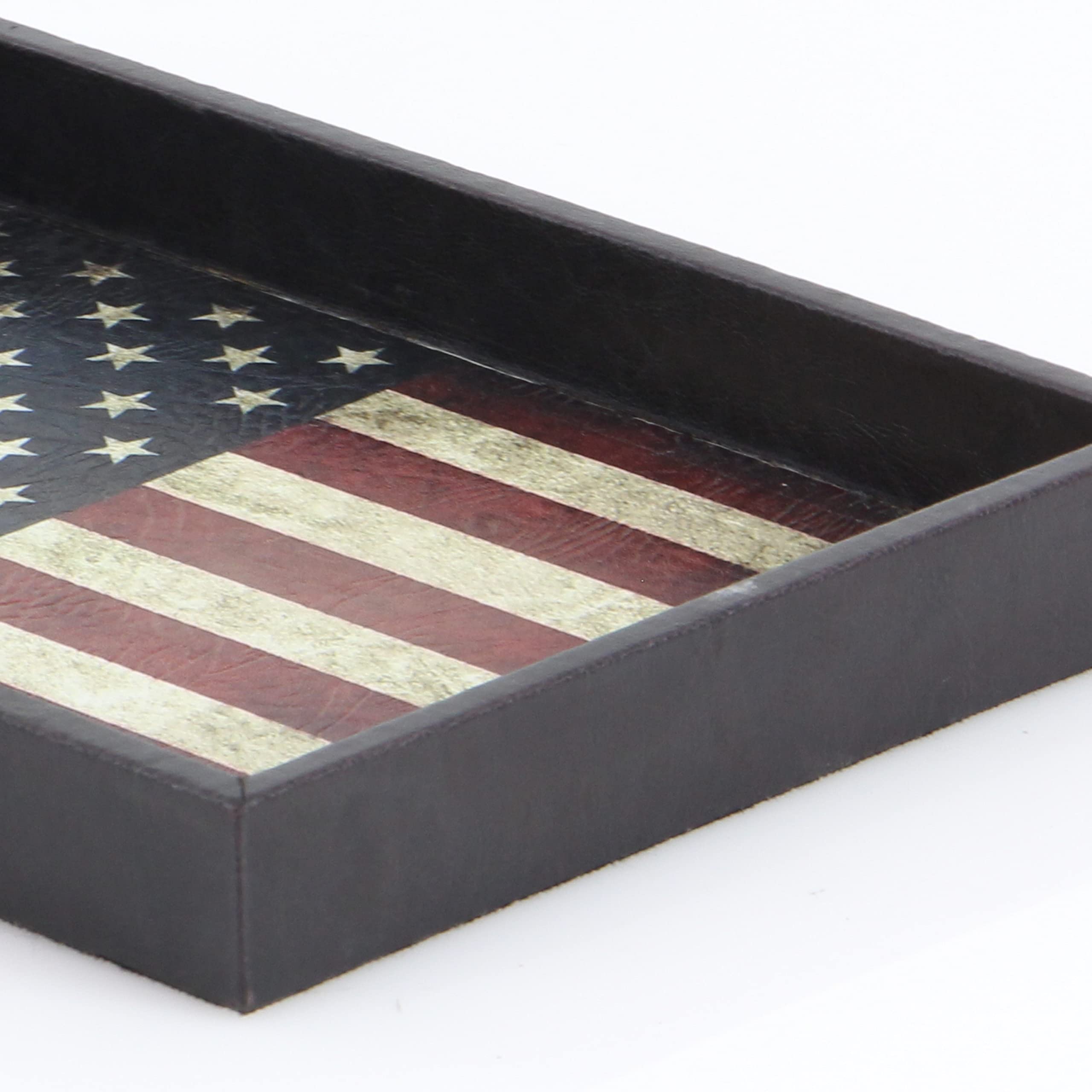 Deco 79 Wooden Leather Trays Set of 3 - 21