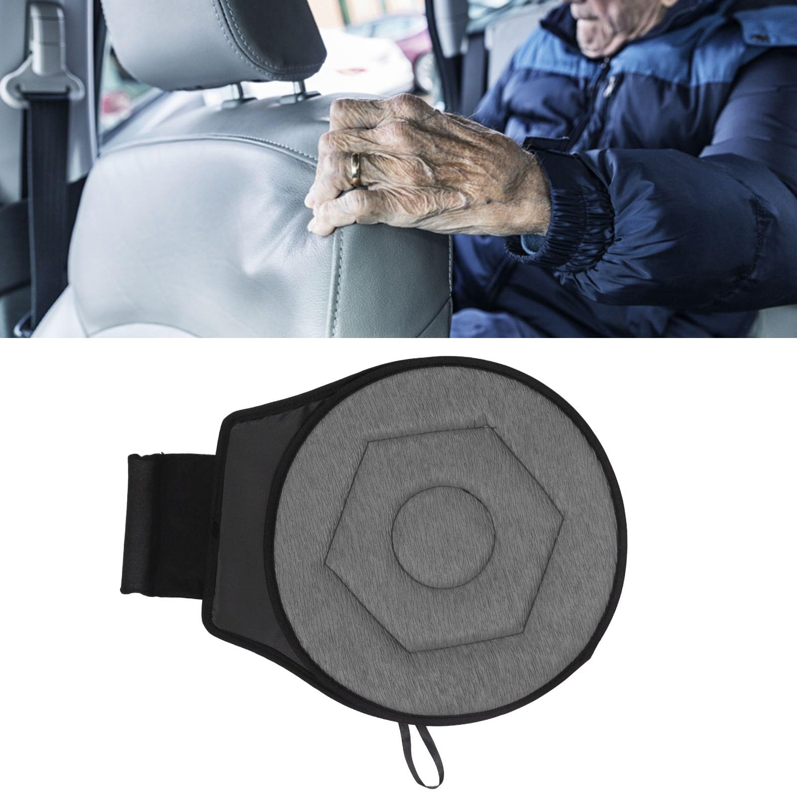 360 Degree Rotating Car Seat Cushion - Swivel Round Portable Seat Pad for Elderly & Pregnant Women, Comfortable Grey Car Chair Cushion - Perfect for Long Drives, Road Trips & Commuting