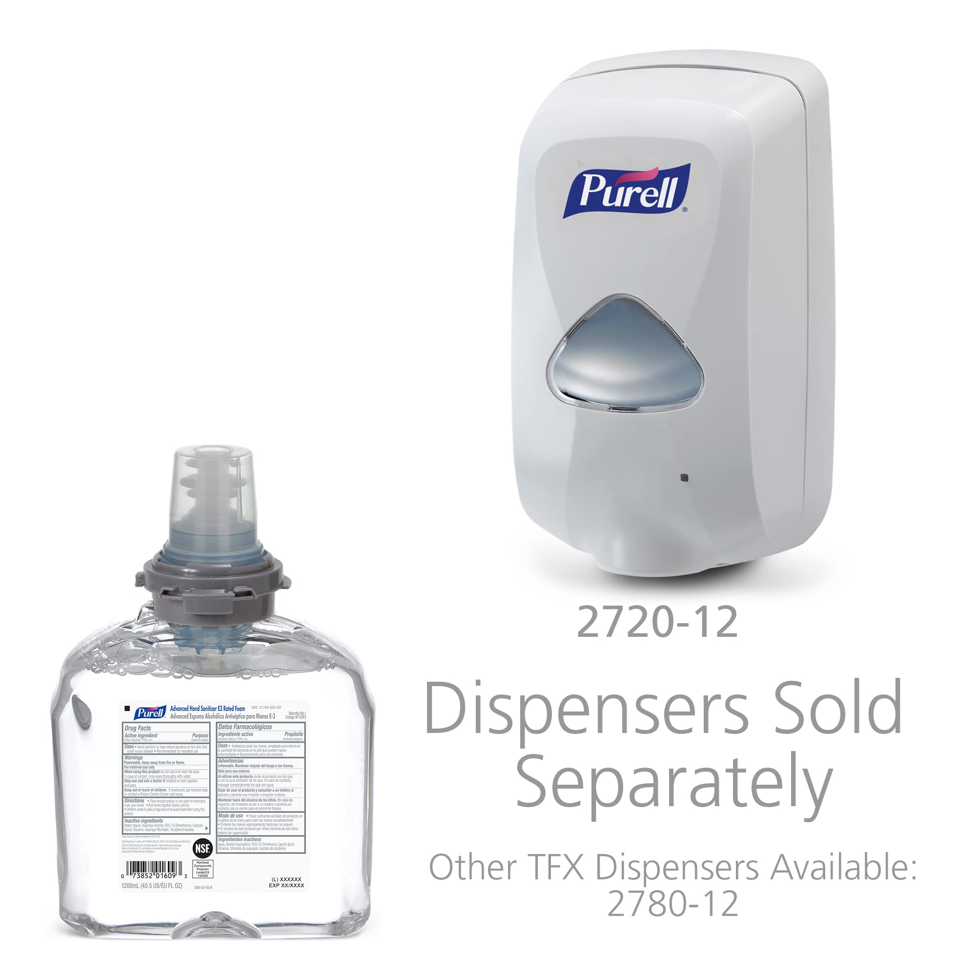 Purell TFX Advanced Hand Sanitizer Refill - Fragrance Free Foam (1200mL, Pack of 2) for Touch-Free Dispensers | E3-Rated, Healthcare & Office Use | Ideal for Hospitals, Schools & Public Spaces