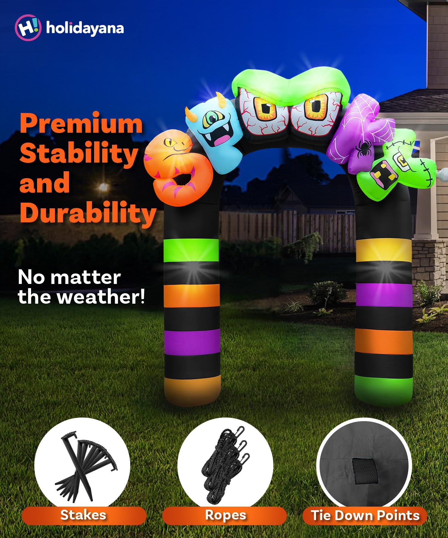 9ft Halloween Inflatable Archway with LED Lights - Spooky Outdoor Yard Decoration for Halloween Party, Haunted House Decor, Trick or Treat Display | Premium Large Inflatable Blow Up Decor